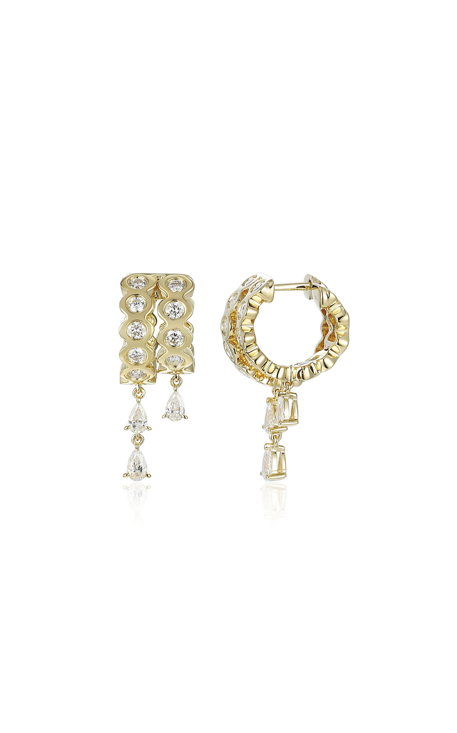 Type Jewelry 14k Yellow Gold Leggo 2.0 Diamond Double Huggies In Gold