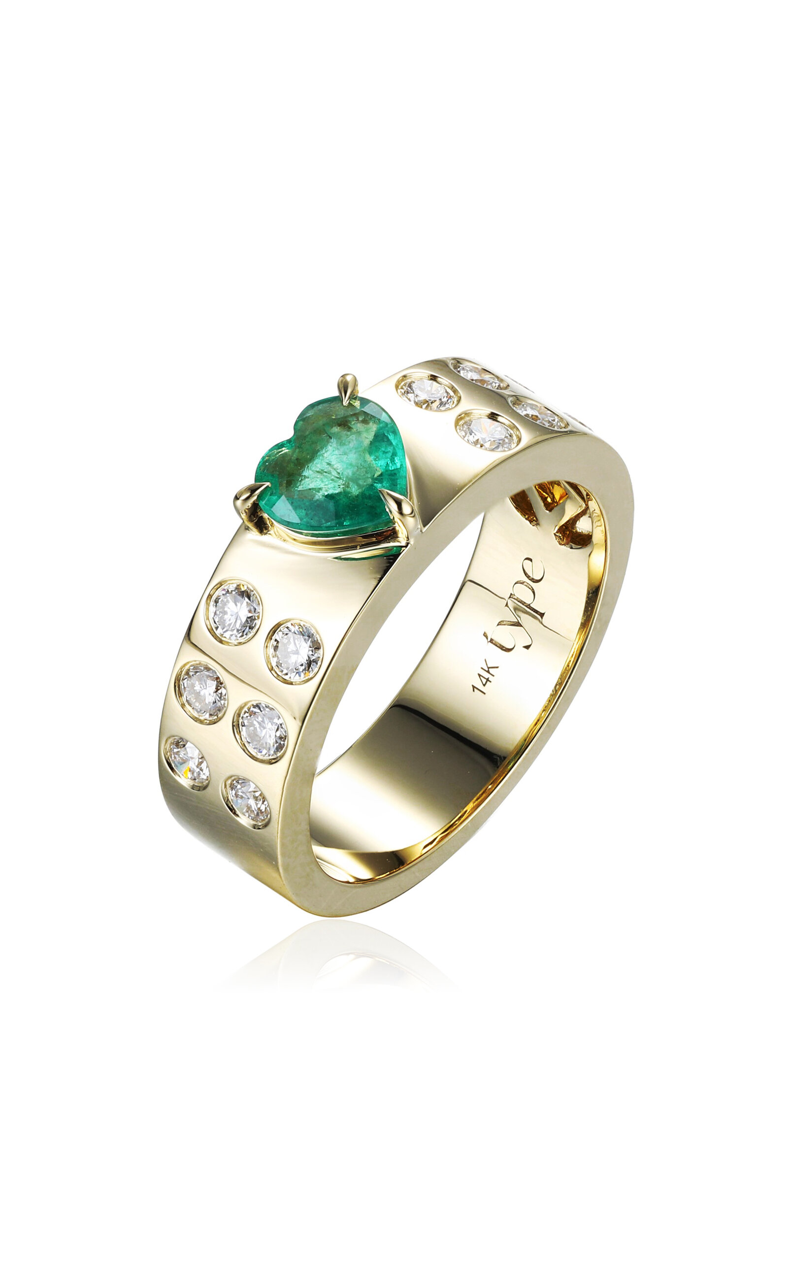 Type Jewelry 14k Yellow Gold Leggo Emerald Heart Ring In Gold