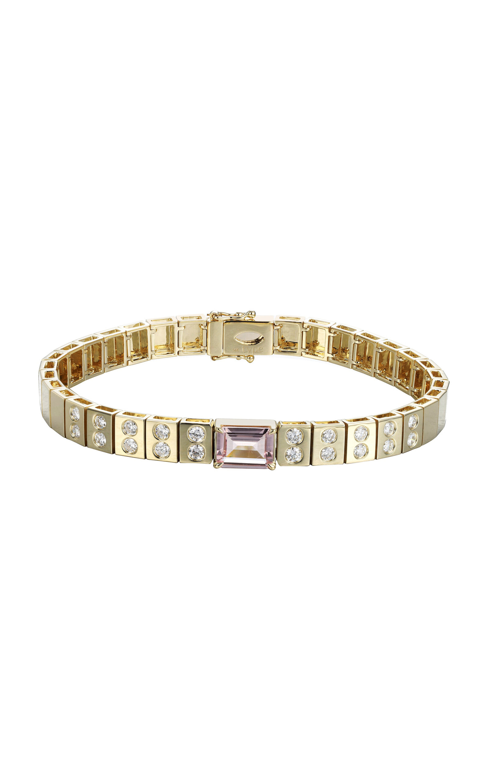 Type Jewelry 14k Yellow Gold LEGGO ID Morganite Diamond Tennis Bracelet - Gold - OS - Only At Moda Operandi