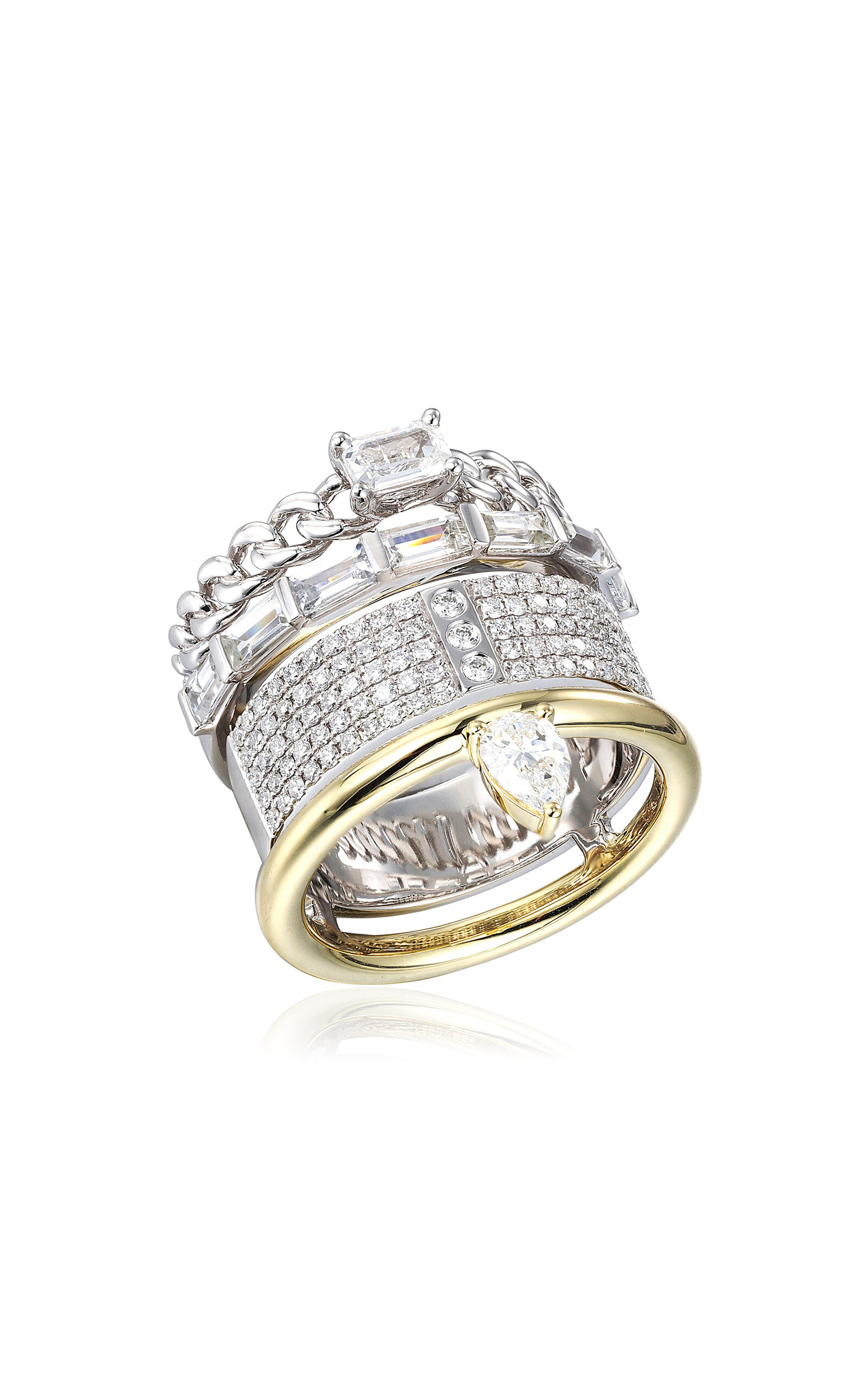 Type Jewelry 14k Yellow Gold Mix Metals Type Stack Ring In Gold