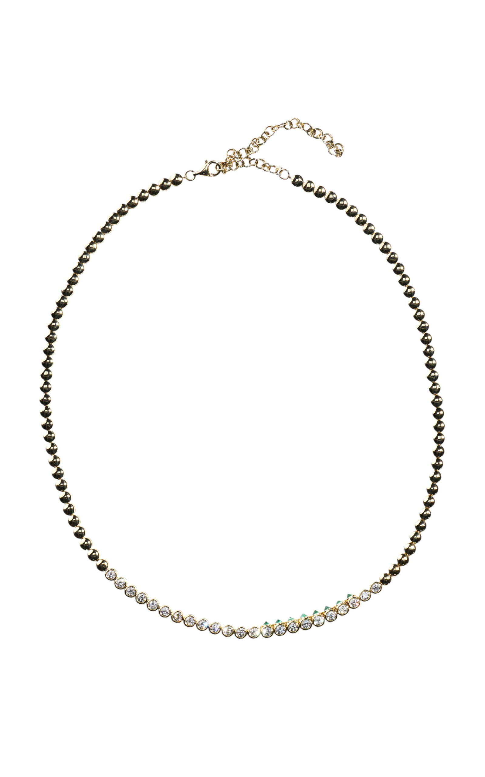 Type Jewelry 14k Yellow Gold Tubbo Sideway Diamond Emerald Tennis Necklace - Gold - OS - Only At Moda Operandi - Women's Jewelry And Watches