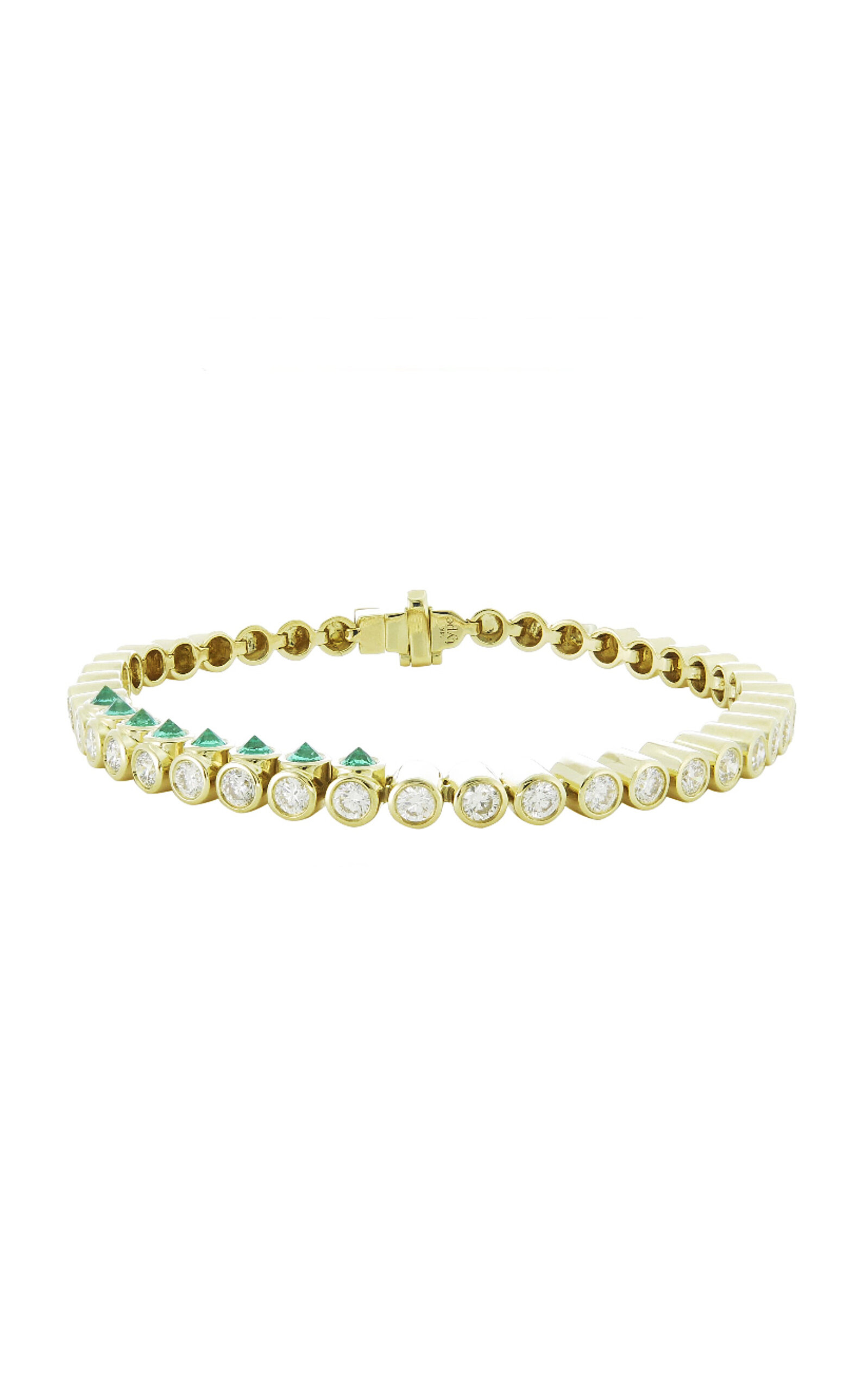 Type Jewelry 14k Yellow Gold Tubbo Sideway Emerald Diamond Tennis Bracelet - Gold - OS - Only At Moda Operandi