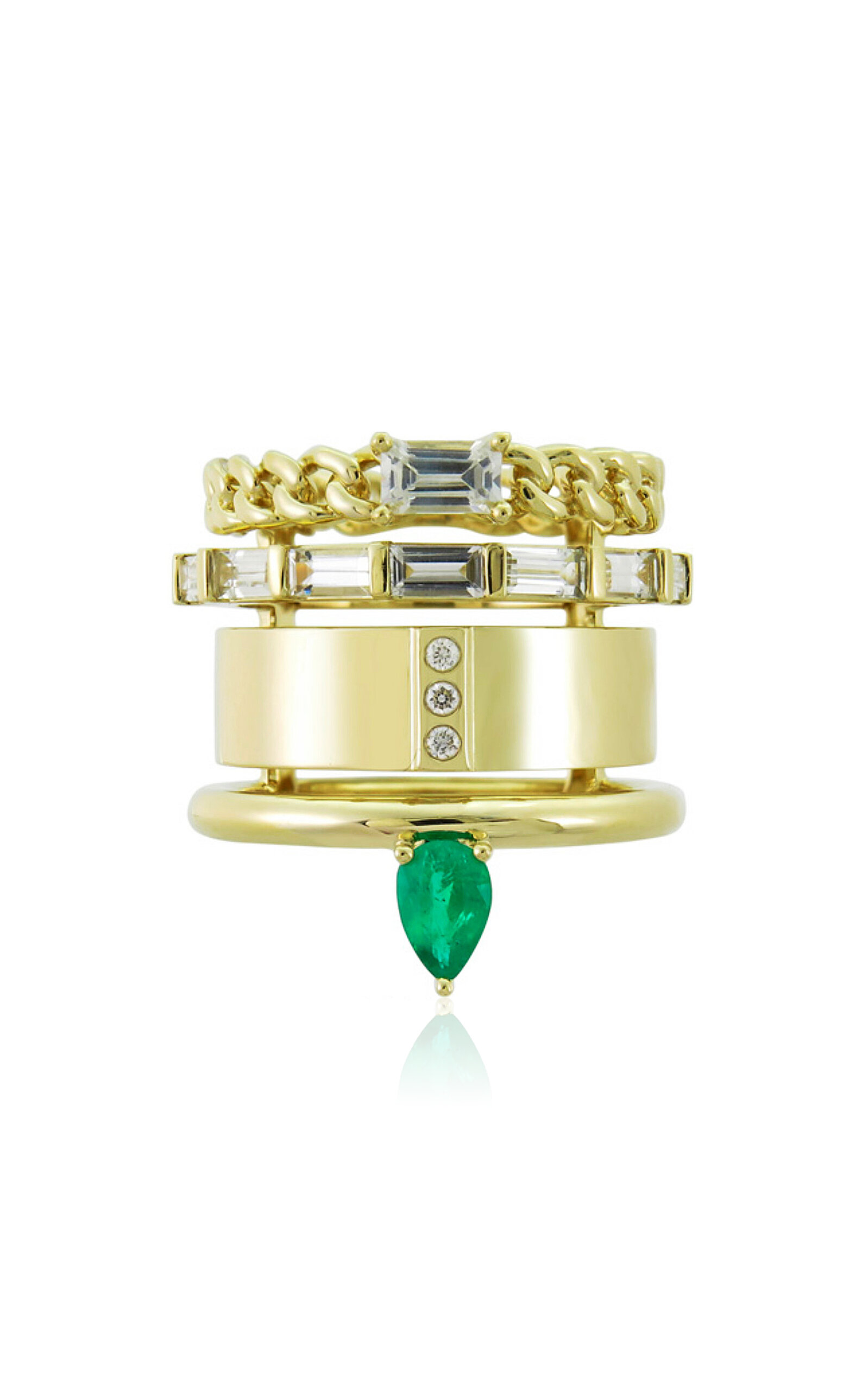 Type Jewelry 14k Yellow Gold Type Stack Emerald Ring In Gold