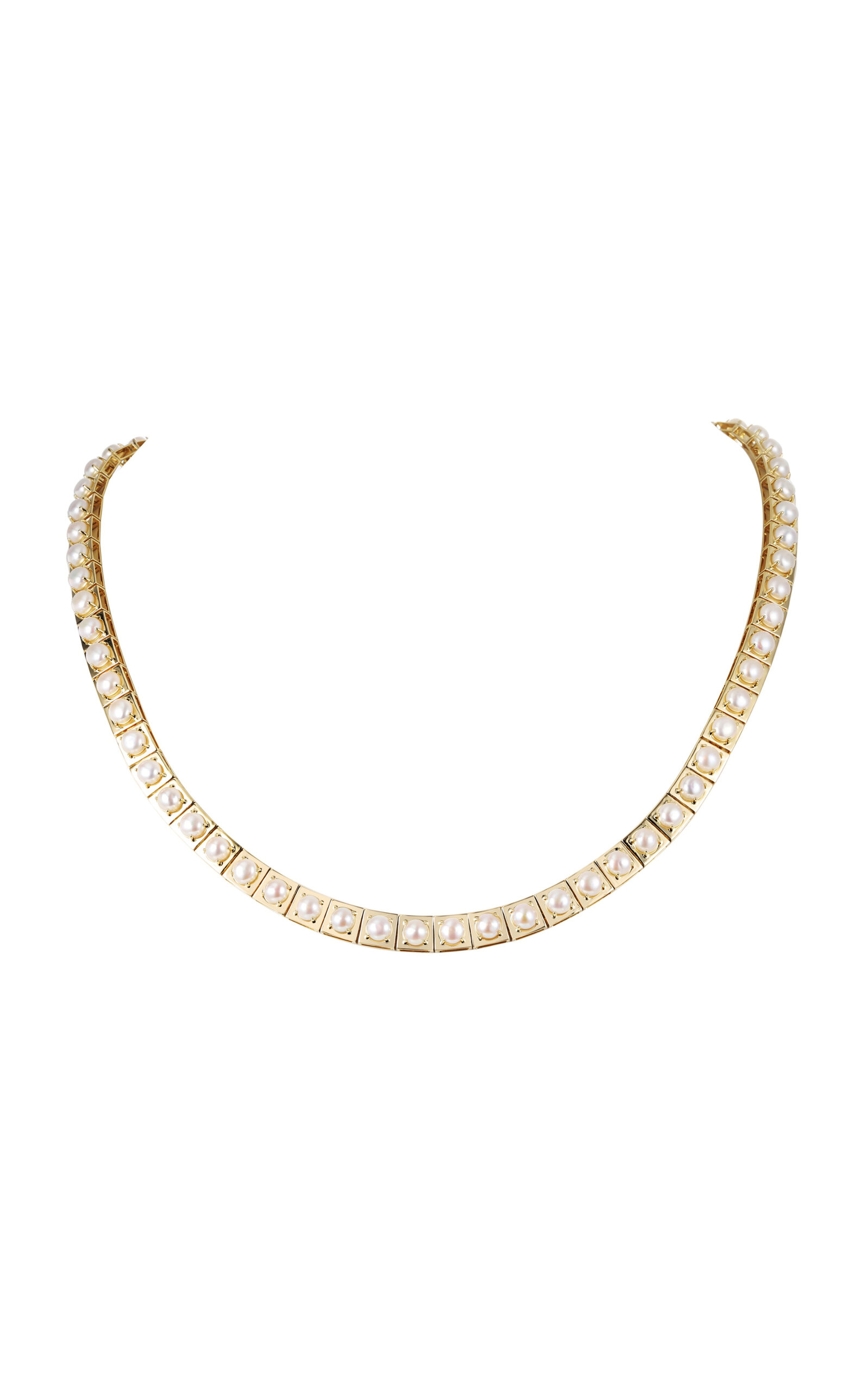 Type Jewelry 14k Yellow Gold LEGGO Pearl Tennis Necklace - Gold - OS - Only At Moda Operandi