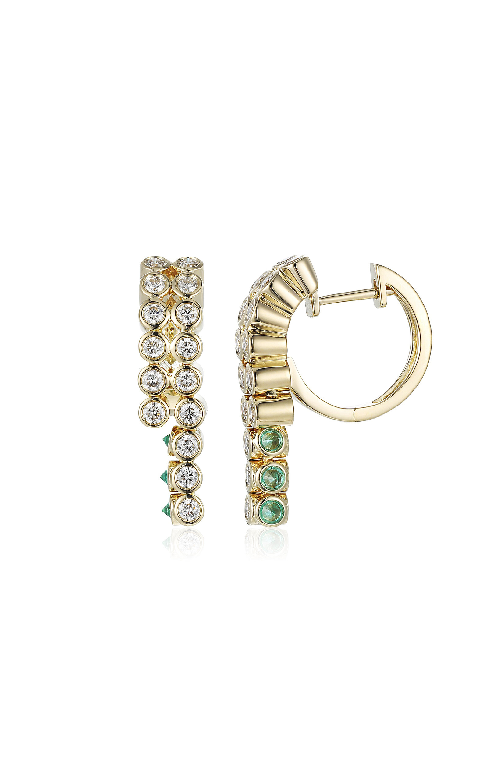 Type Jewelry 14k Yellow Gold Tubbo Sideway Emerald and Diamond Tennis Earrings - Gold - OS - Only At Moda Operandi