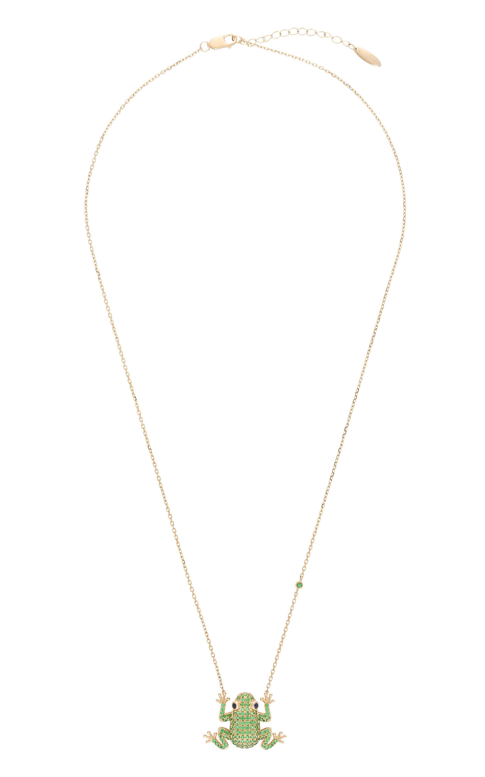 Nelly Rojas 18k Yellow Gold Amazonica Frog Tsavorite Necklace Yellow Gold In Green