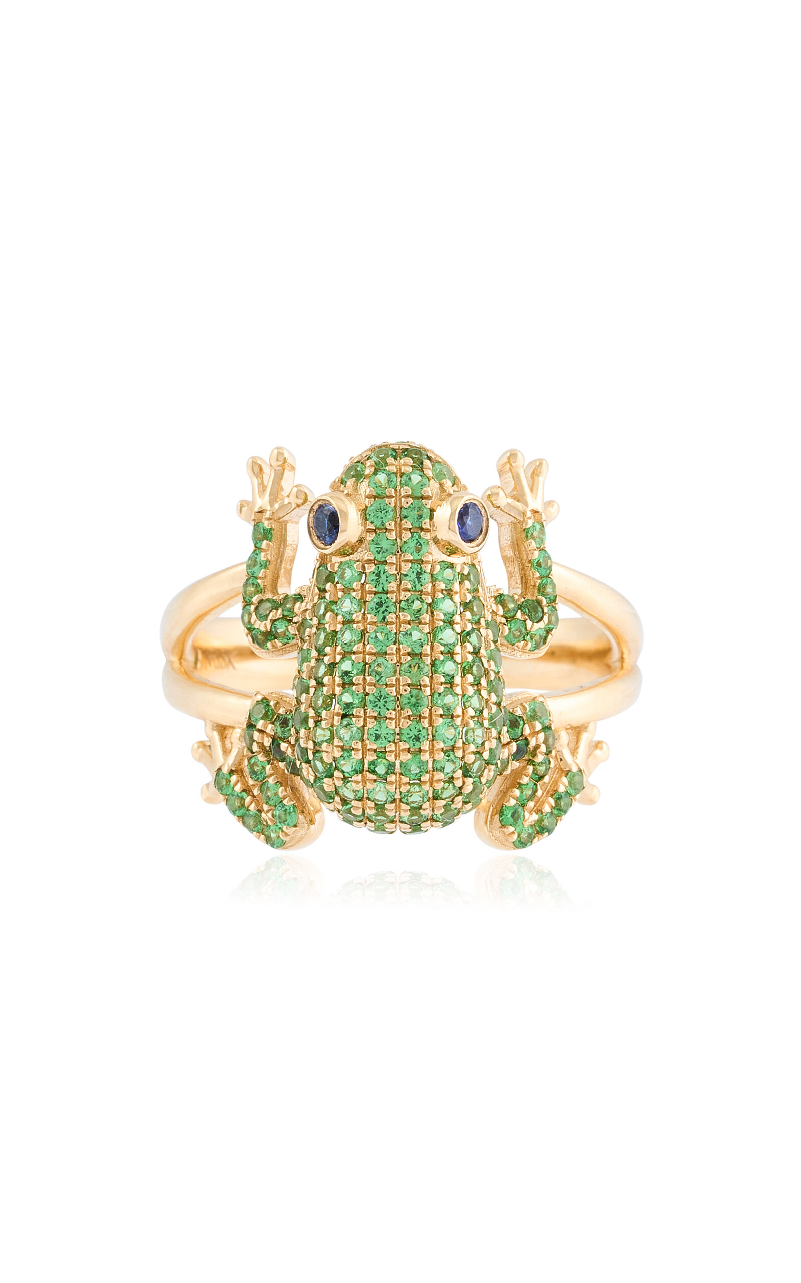 Nelly Rojas 18k Yellow Gold Amazonica Frog Tsavorite Ring Yellow Gold In Green