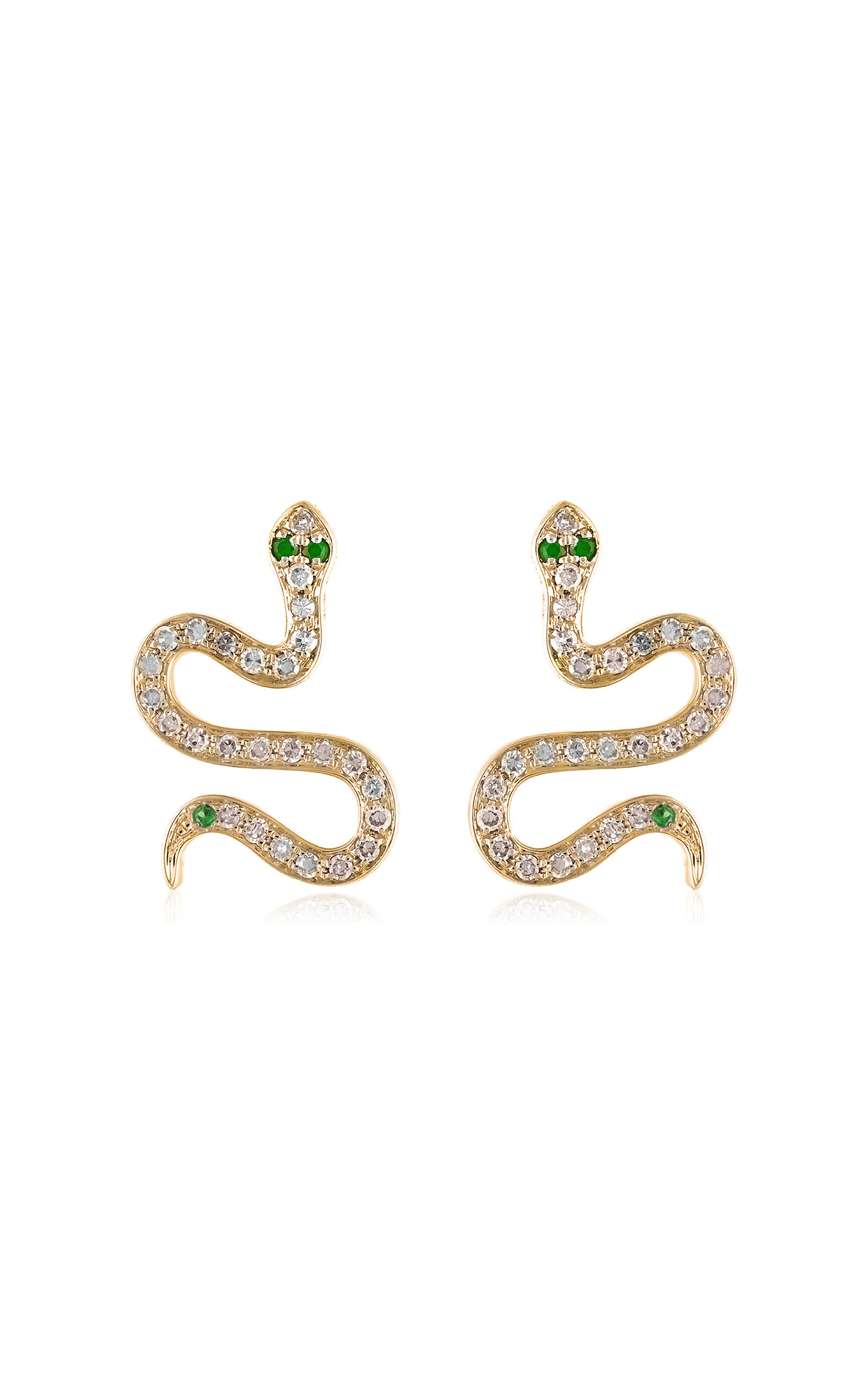 Nelly Rojas 18k Yellow Gold Mini Serpentine Snake Earrings Yellow Gold In Gold