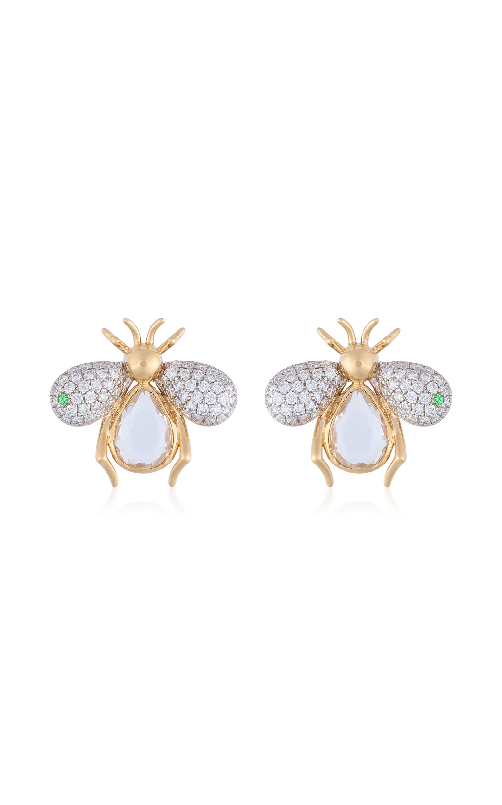Nelly Rojas 18k Yellow Gold Abeja Real Crystal Quartz Earrings In Gold