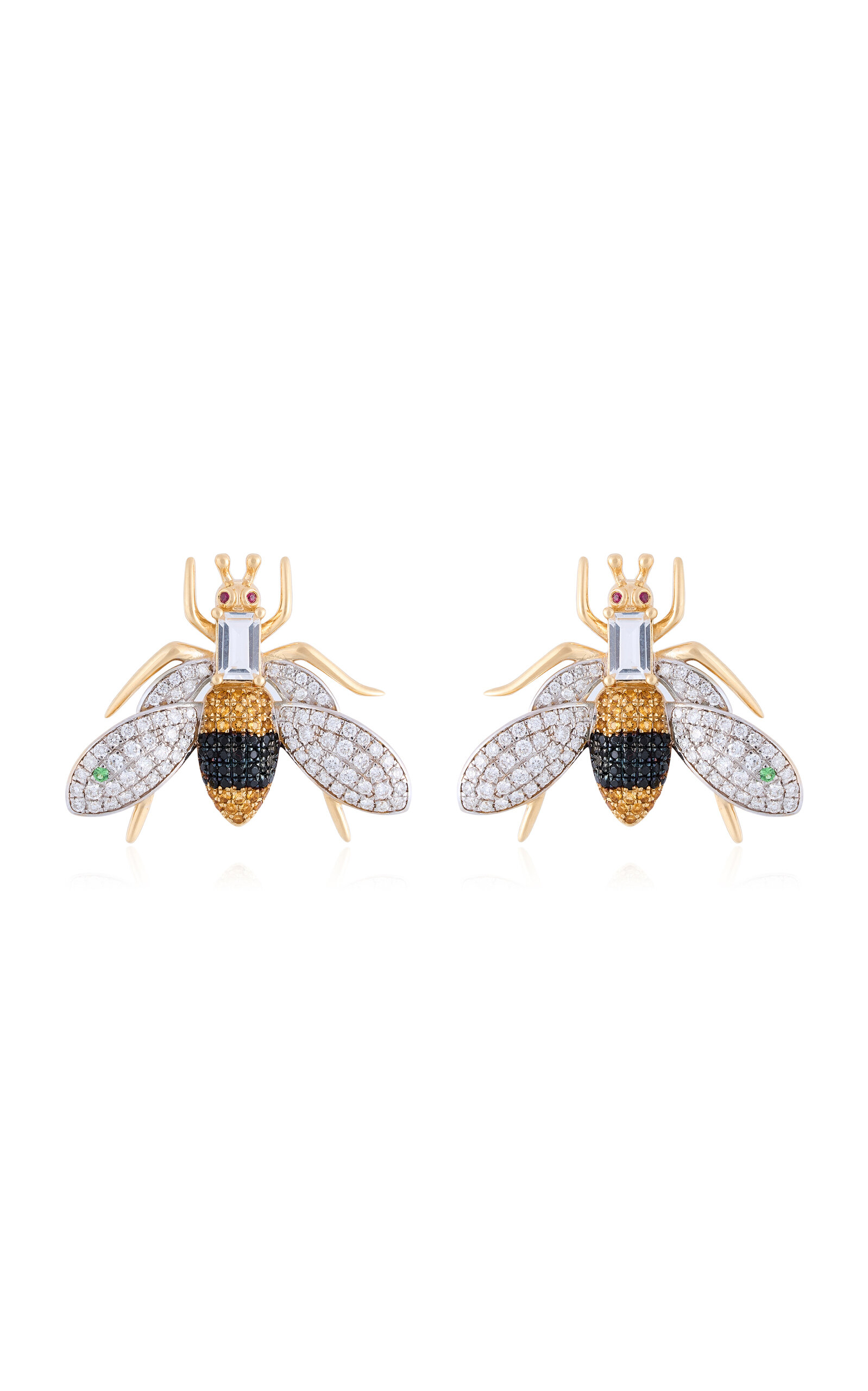 Nelly Rojas 18k Yellow Gold Véspula Yellow Topaz And Onyx Earrings In Gold