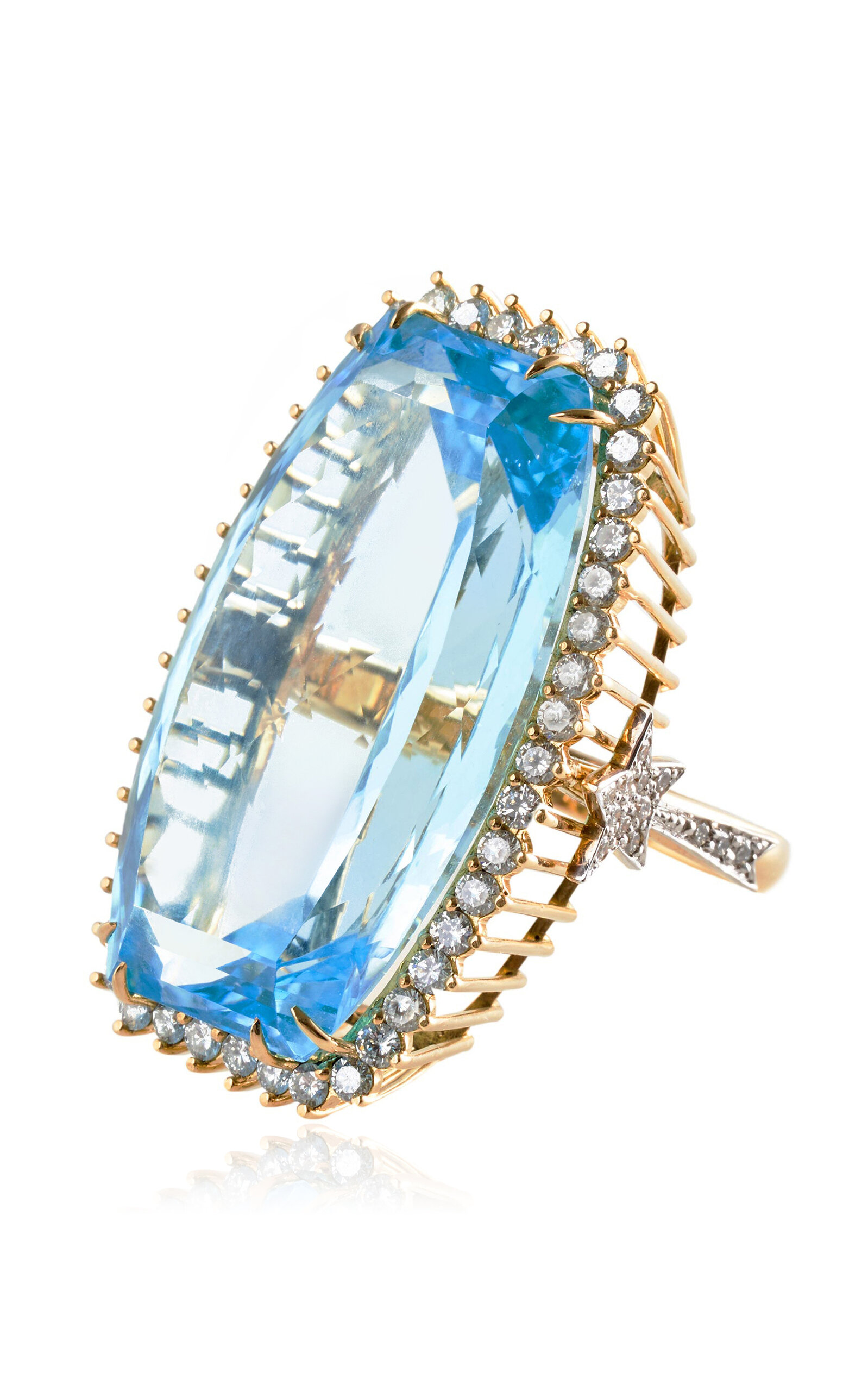 Nelly Rojas 18k Yellow Gold Cushion Rigel Blue Topaz Ring In Gold