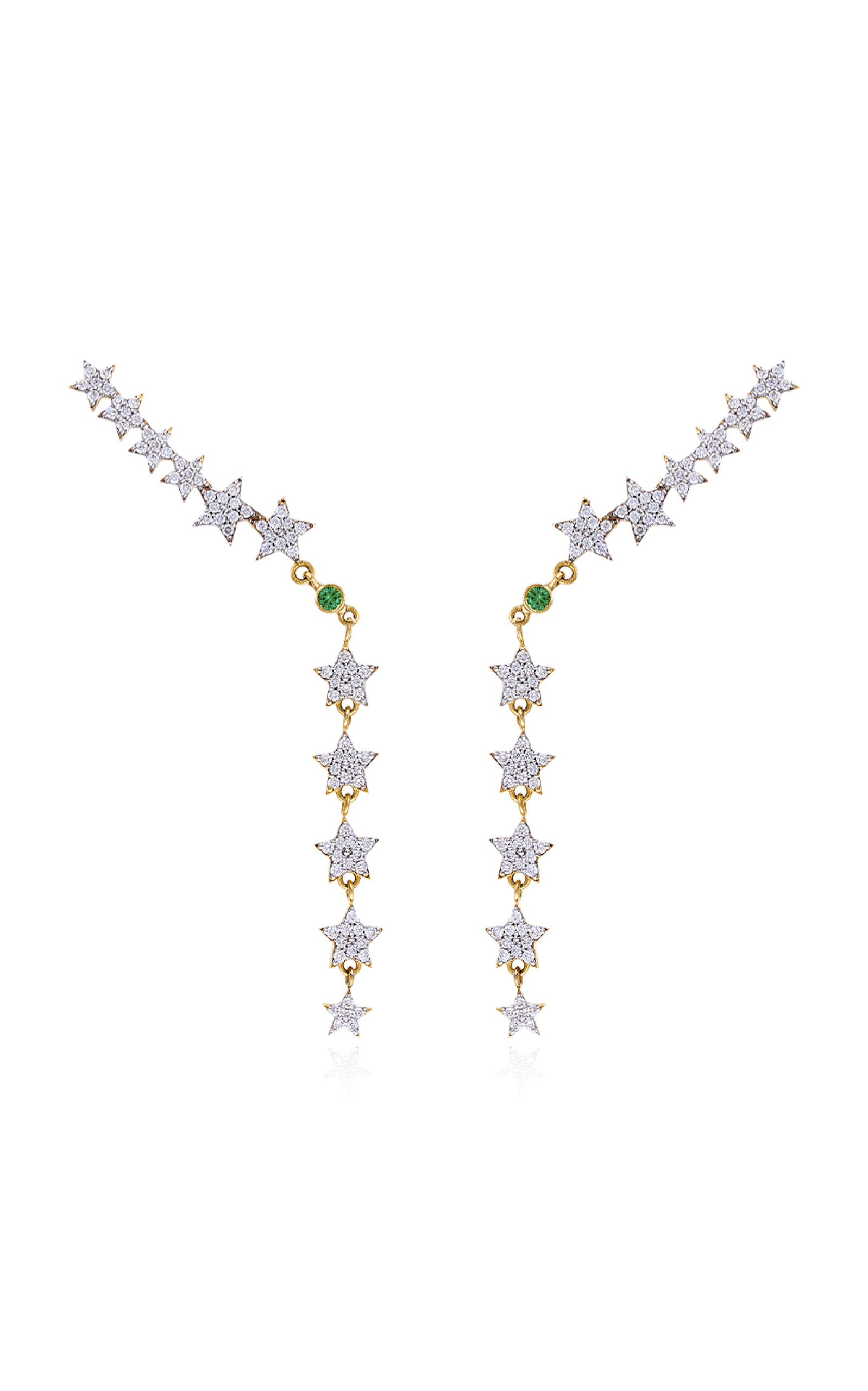 Nelly Rojas 18k White Gold Star Waterfall Earrings In White