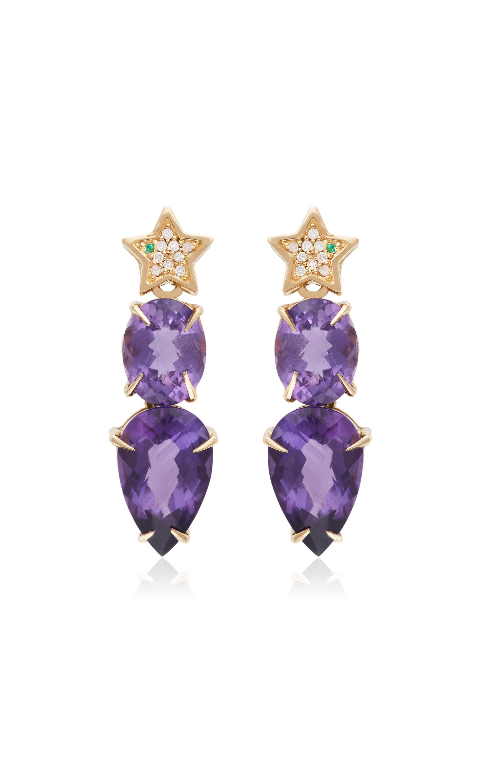 Nelly Rojas 18k Yellow Gold Grape Star Earrings In Gold
