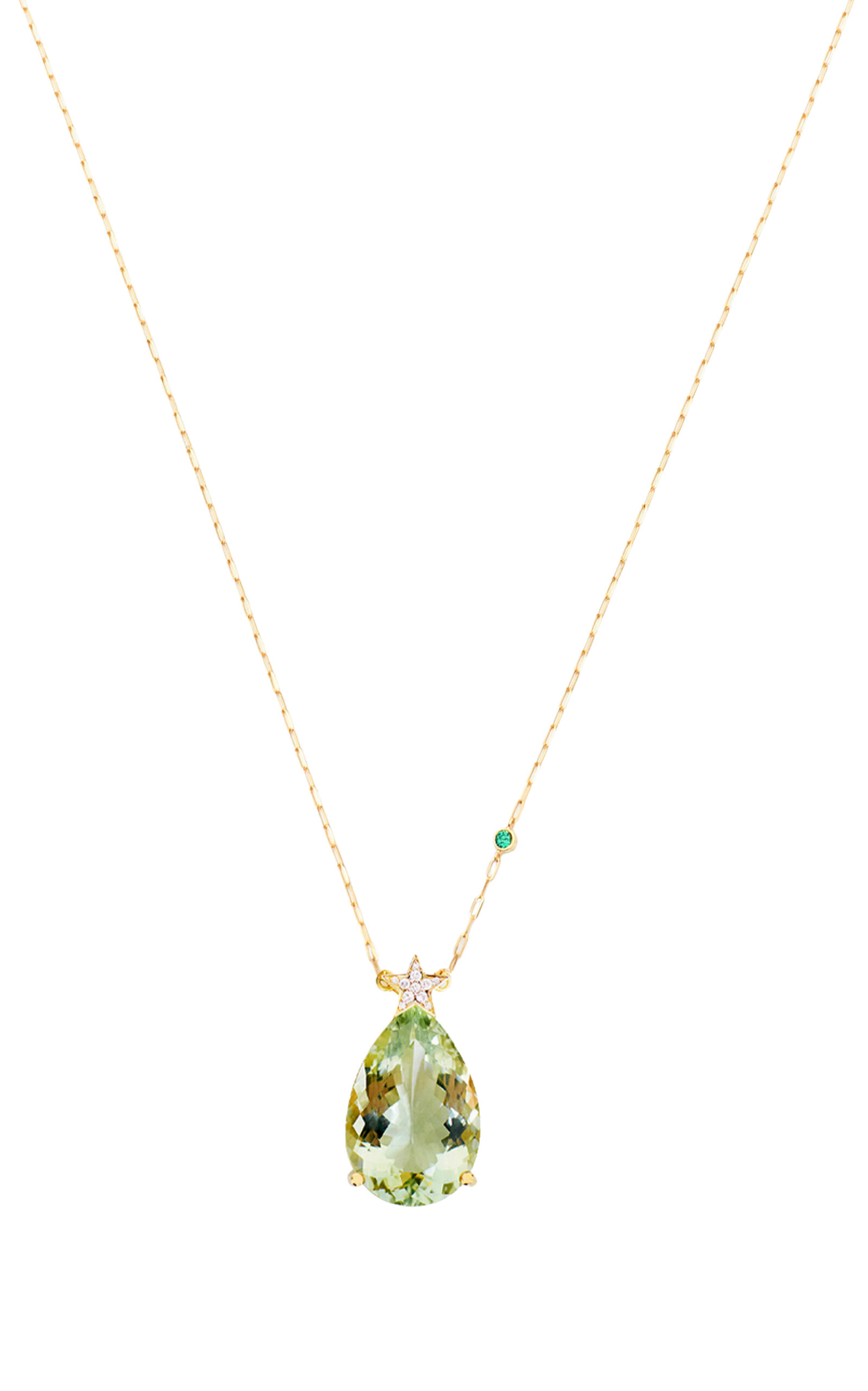 Nelly Rojas 18k Yellow Gold Hada One Star Green Amethyst Necklace In Gold