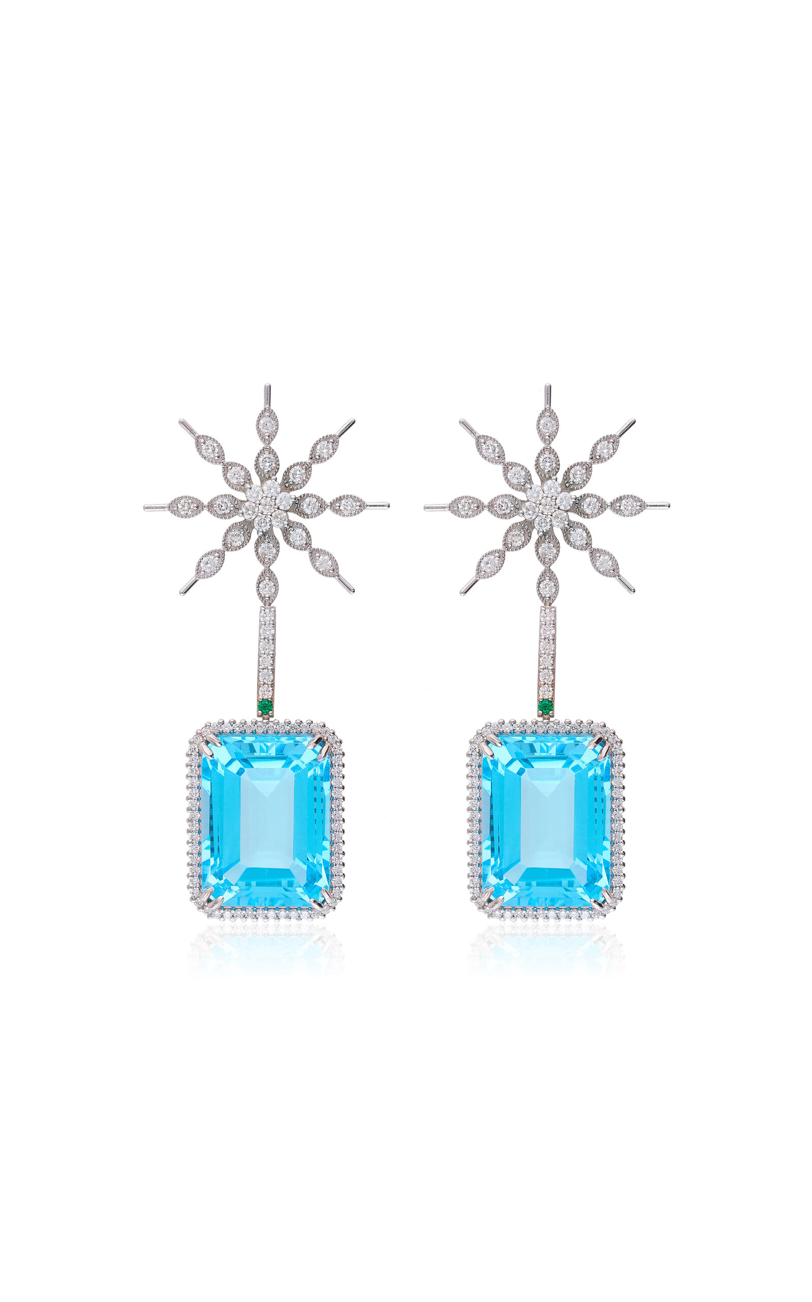 Nelly Rojas 18k White Gold Eternity Swiss Blue Earrings In White