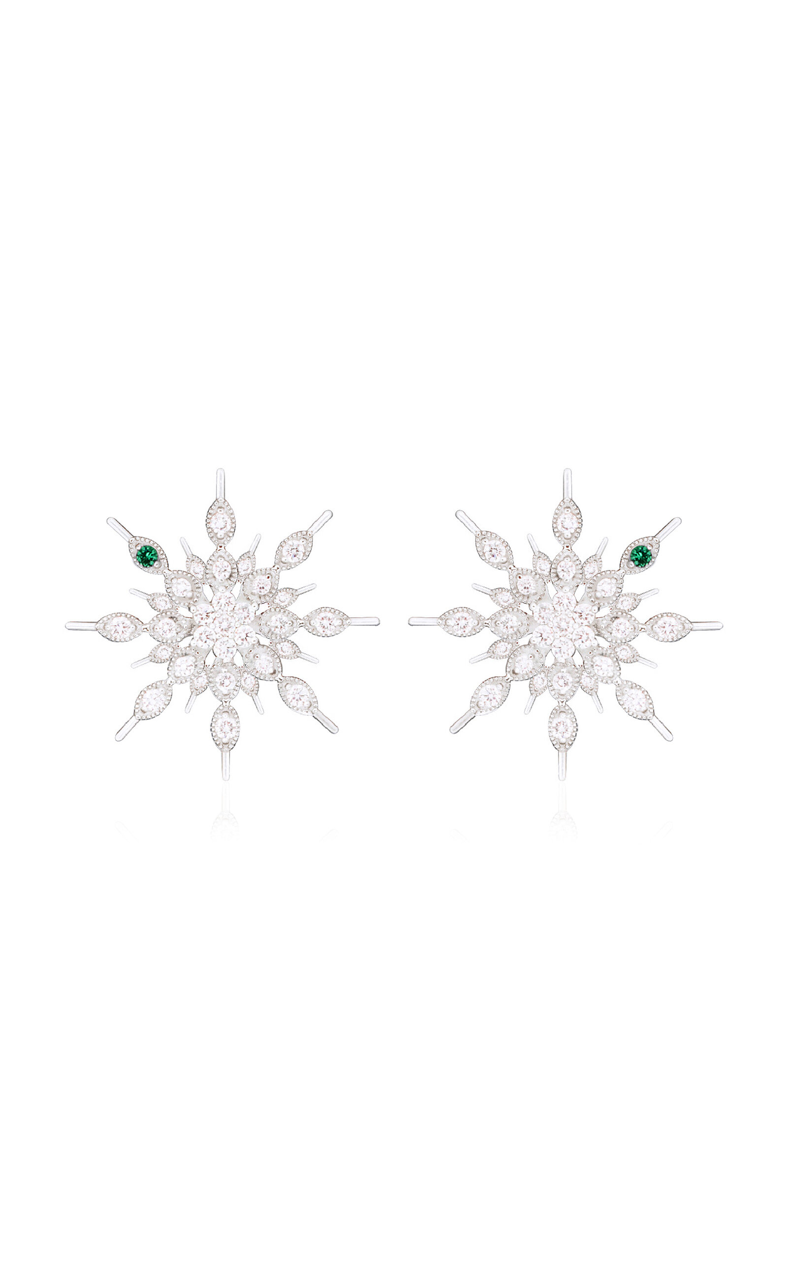 Nelly Rojas 18K White gold Mini Eternity Diamond Studd Earrings - White - OS - Only At Moda Operandi