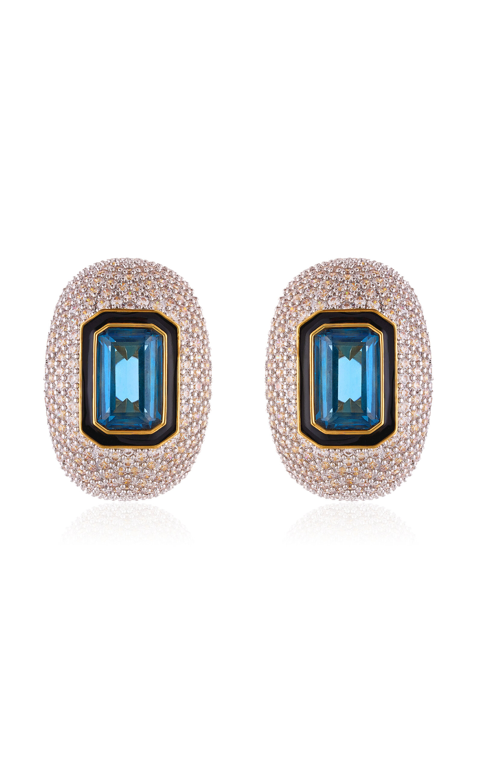 Nelly Rojas 18k Yellow Gold Sublime Diamond And Topaz Hoops In Gold