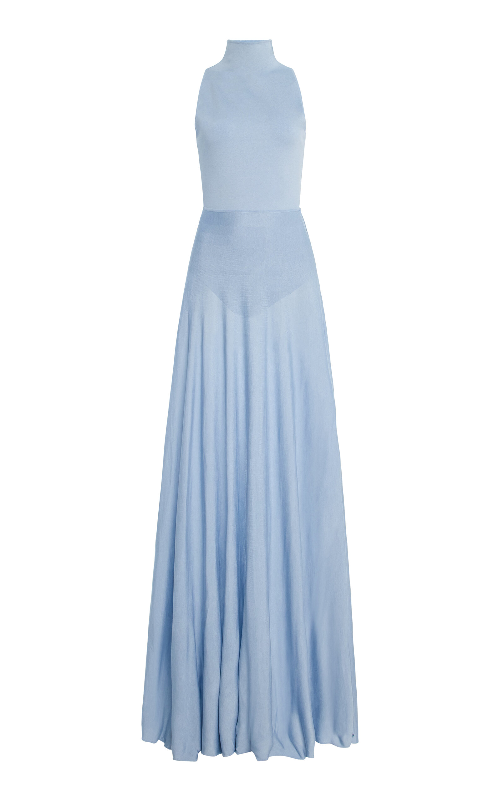AMIYA Sirena Mock Neck Silk-Blend Maxi Dress
