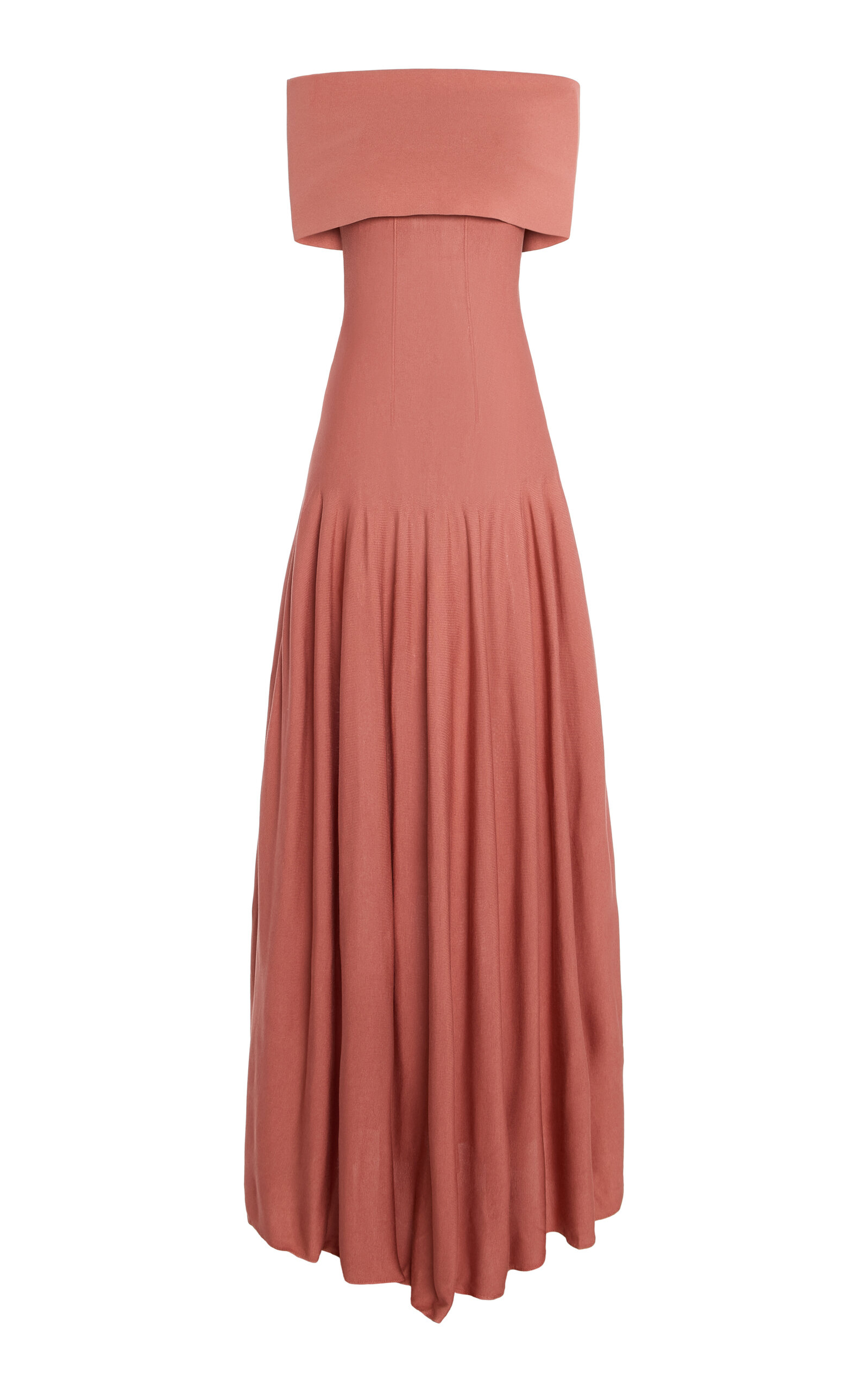 AMIYA Sera Off-The-Shoulder Silk-Blend Maxi Dress - Light Pink