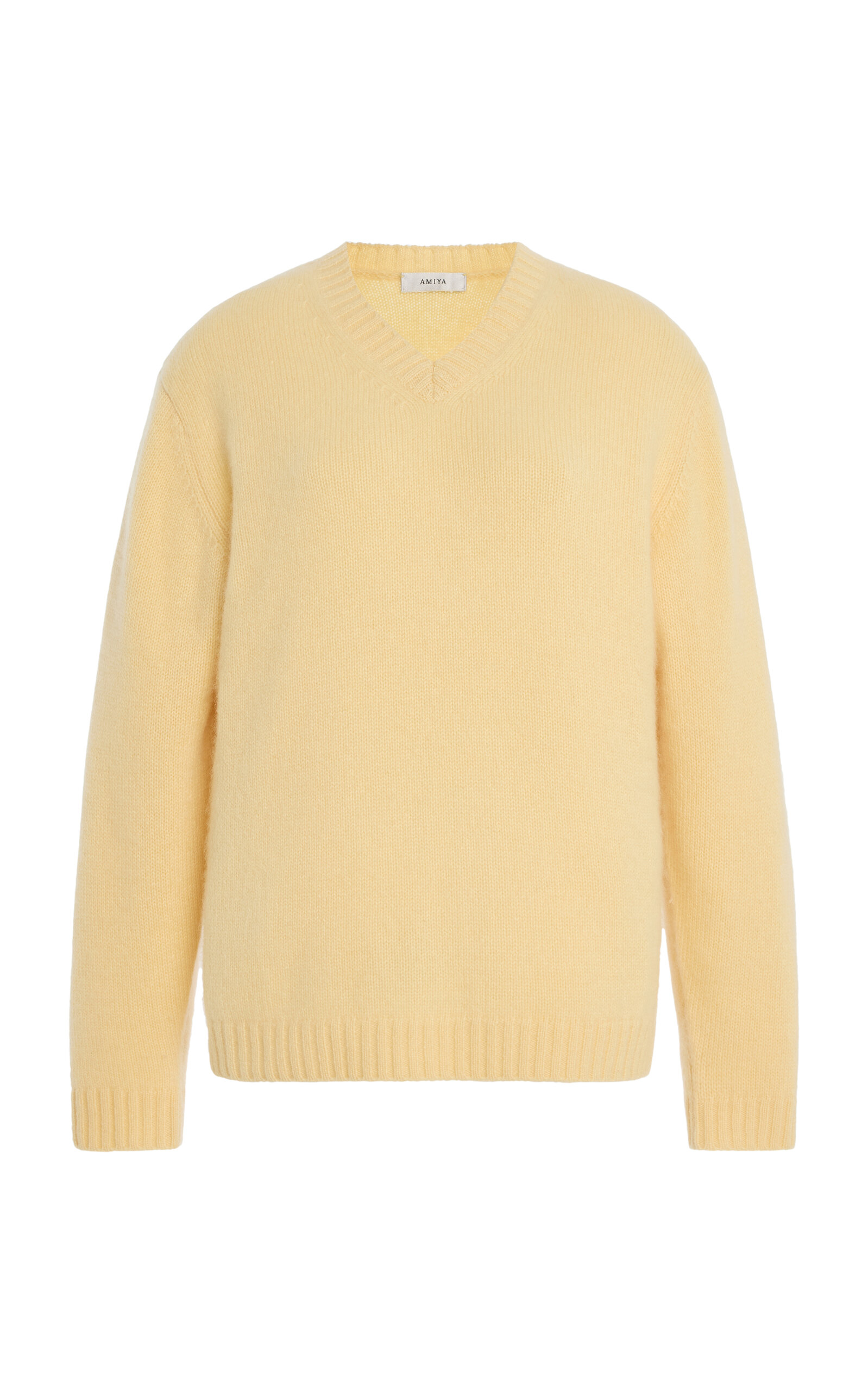 Amiya Nevia V-neck Cashmere Sweater In Yellow