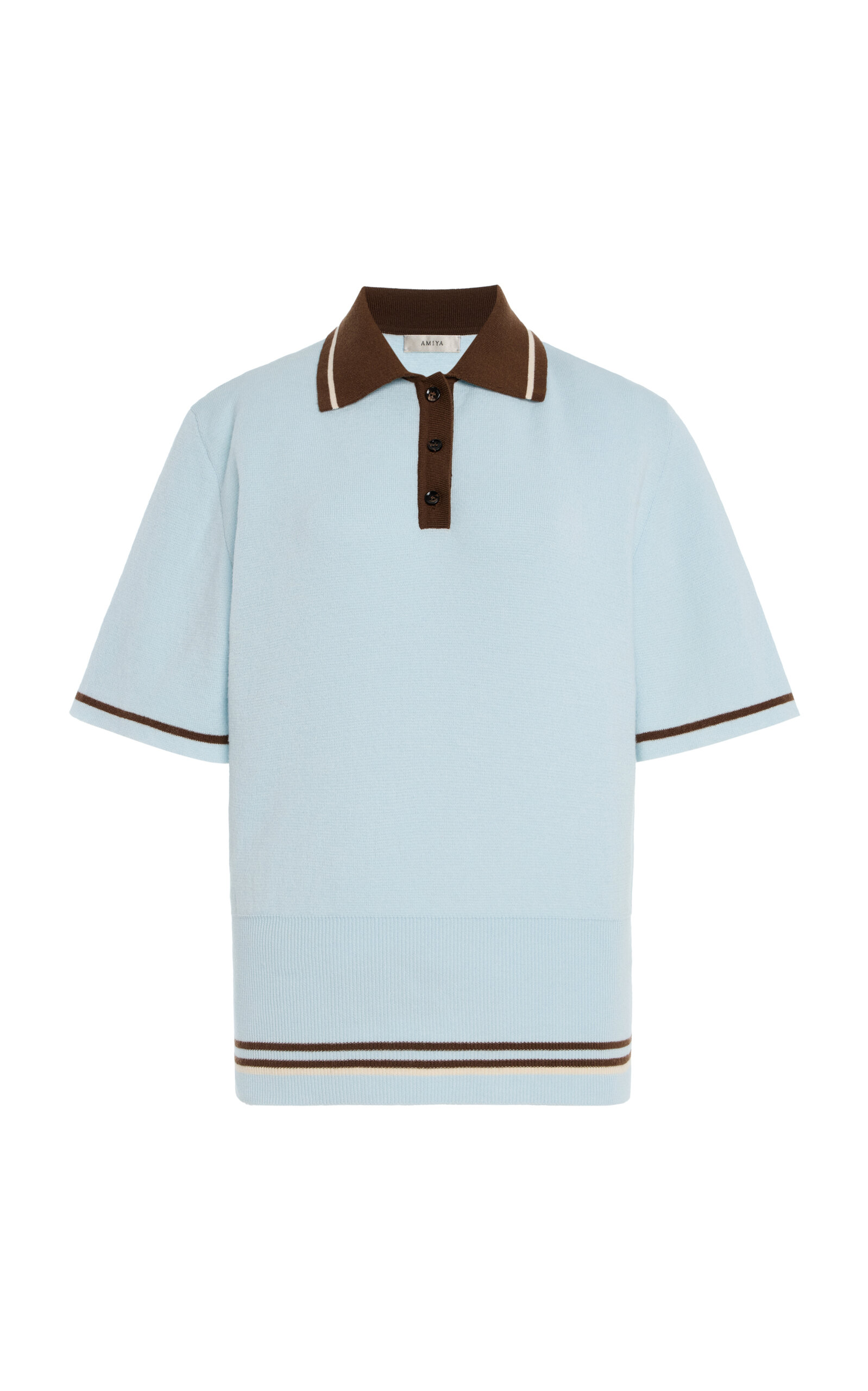 Amiya Ivy Colorblock Wool Polo Top In Brown