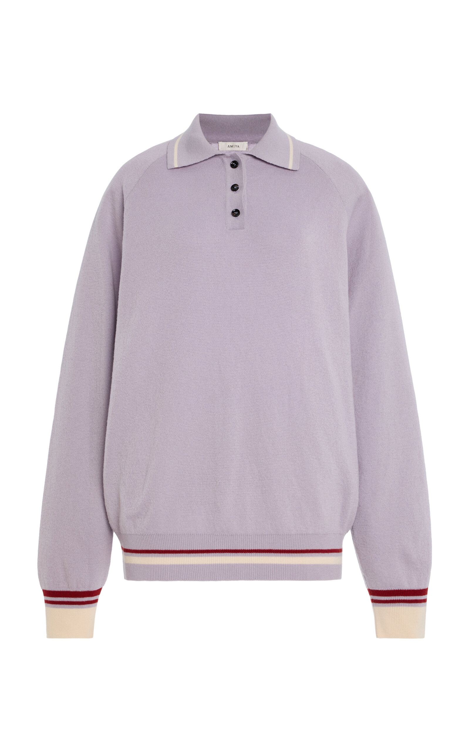 Amiya Yale Relaxed Wool Polo Top In Purple