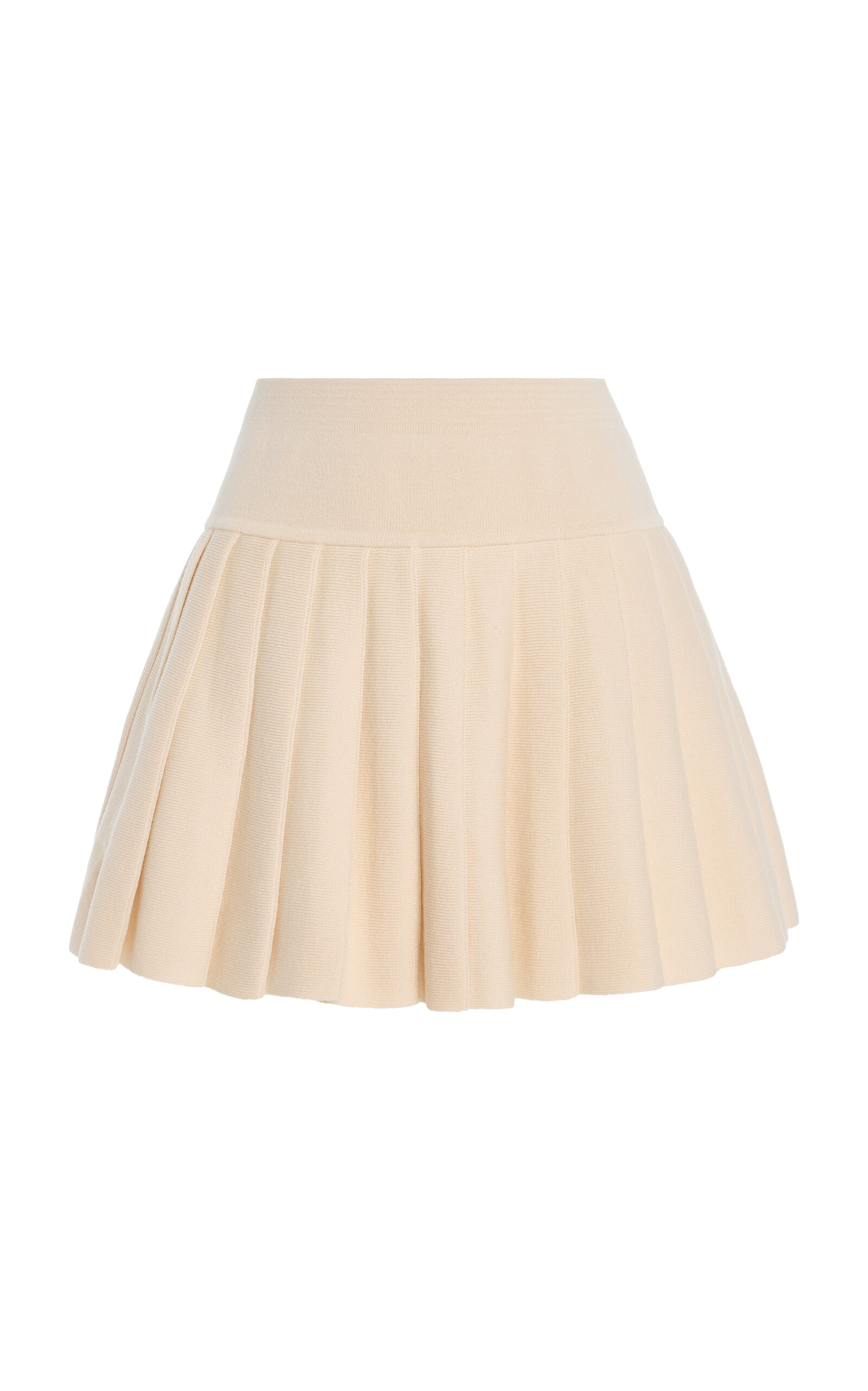 Amiya Heritage Pleated Wool Mini Skirt In White