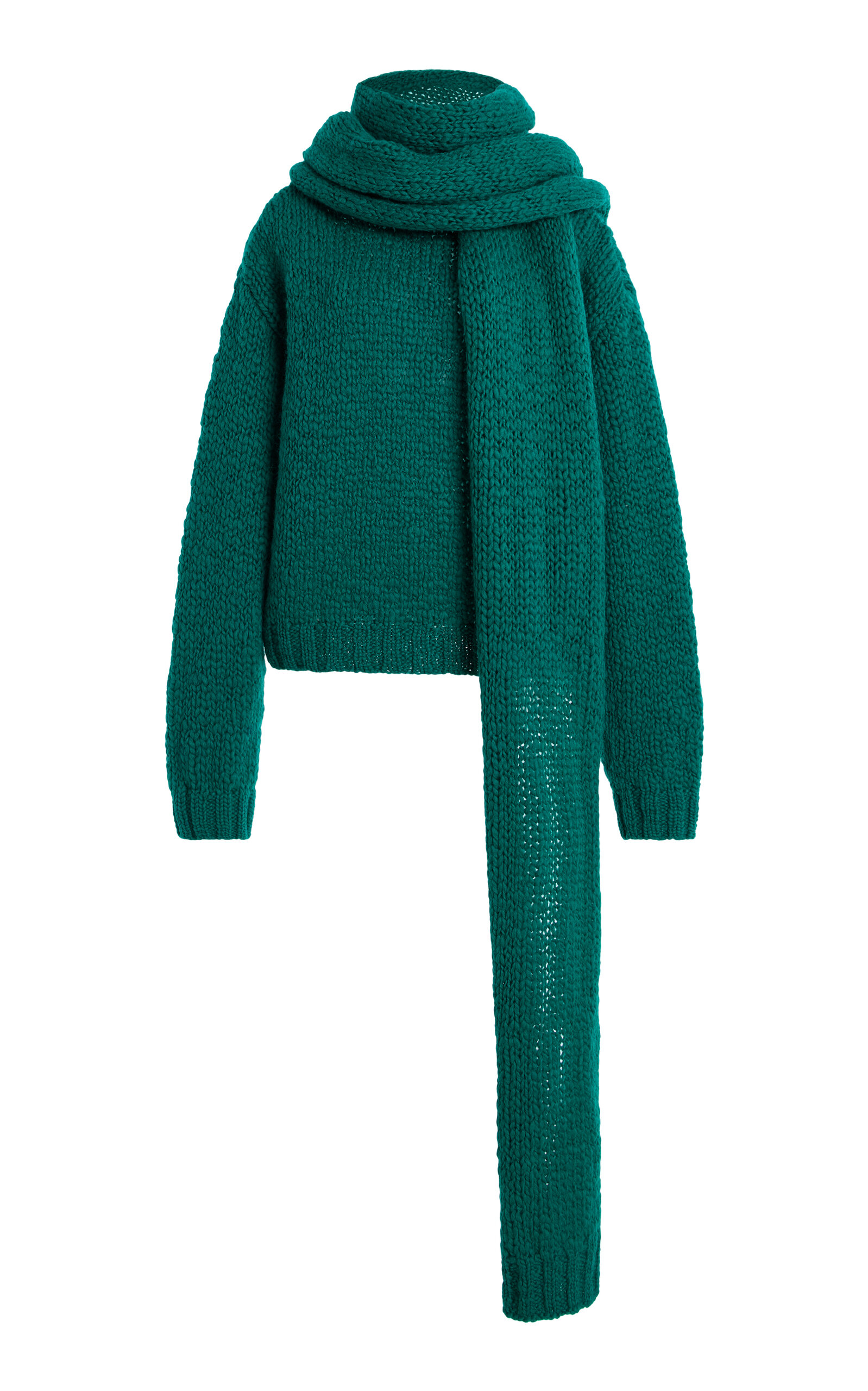Amiya Nuvola Scarf-detailed Wool Sweater In Neutral