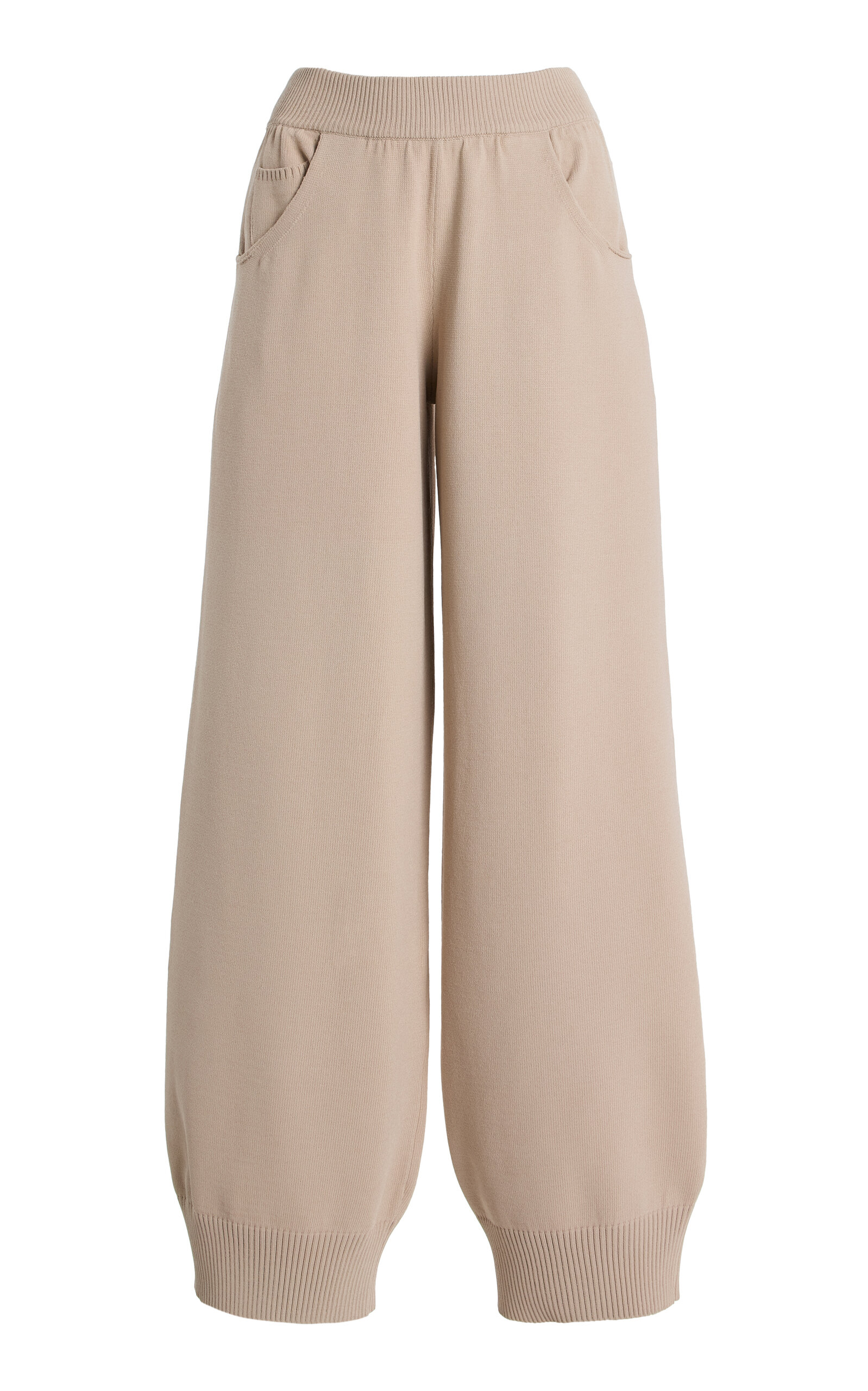 Amiya Tailored Knit Wide-leg Pants In White