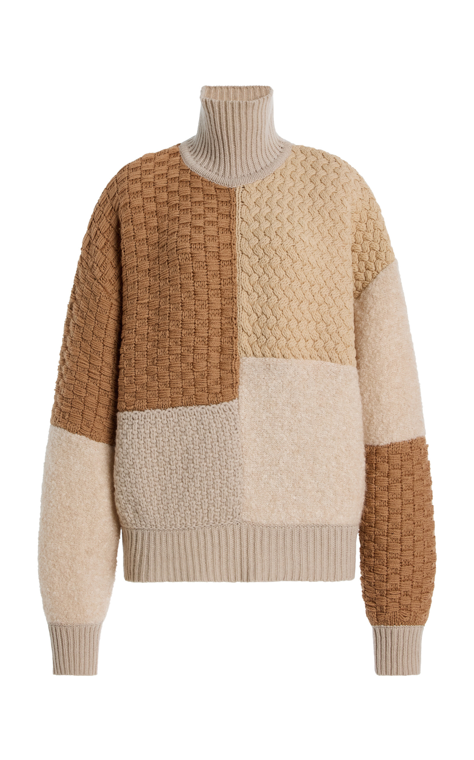 Amiya Mosaico Patchwork Wool-blend Sweater In Neutral