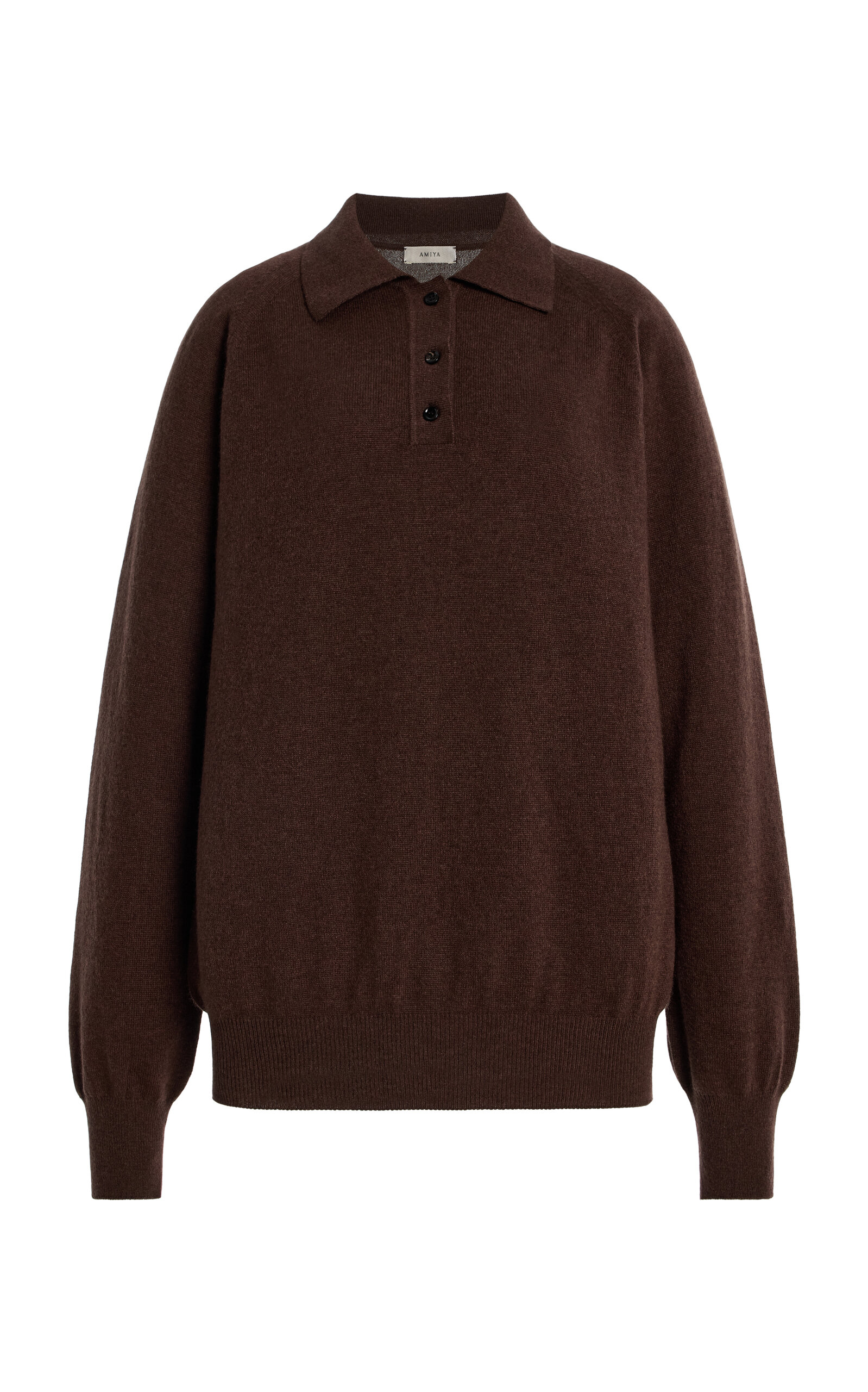 AMIYA Heritage Travel Cashmere Polo Top - Brown