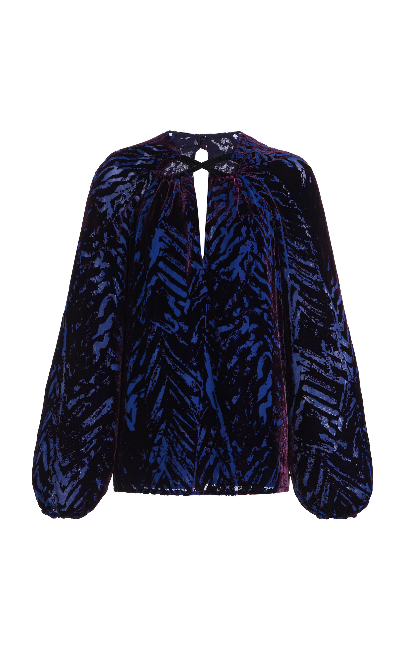 Silvia Tcherassi Ximena Velvet Top In Blue