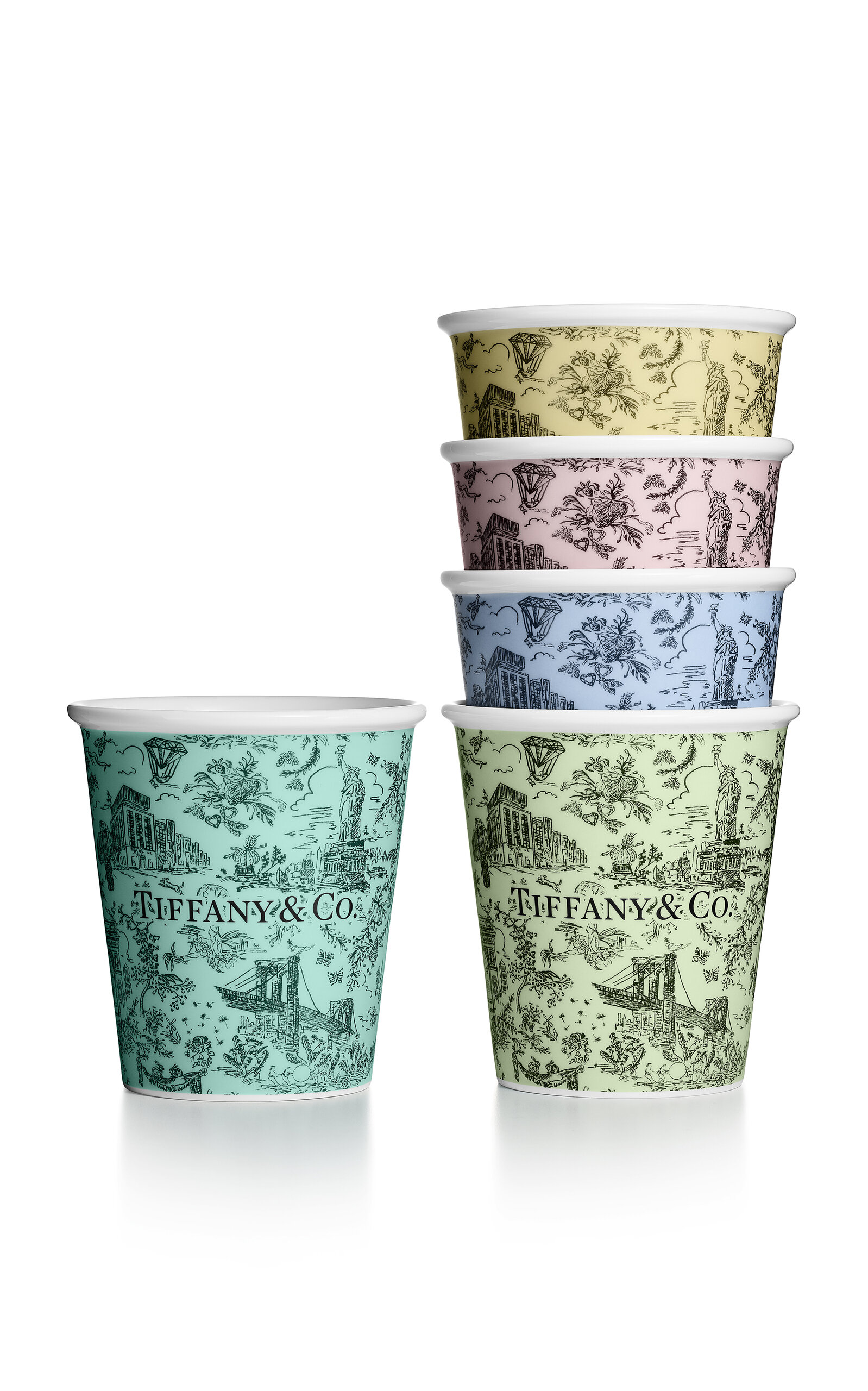 Tiffany & Co. Exclusive Set-of-Five Toile China Coffee Cups - Multi