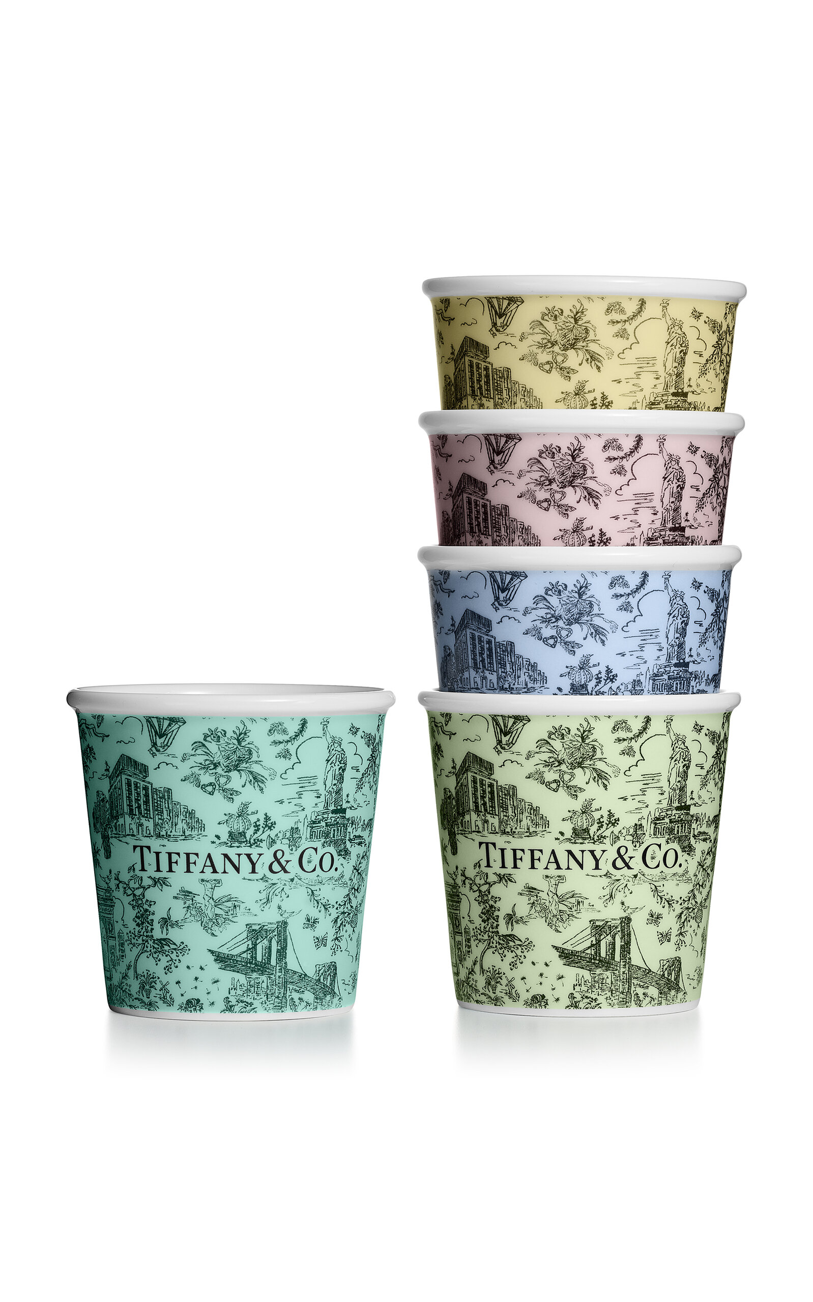 Tiffany & Co. Exclusive Set-of-Five Toile China Espresso Cups - Multi
