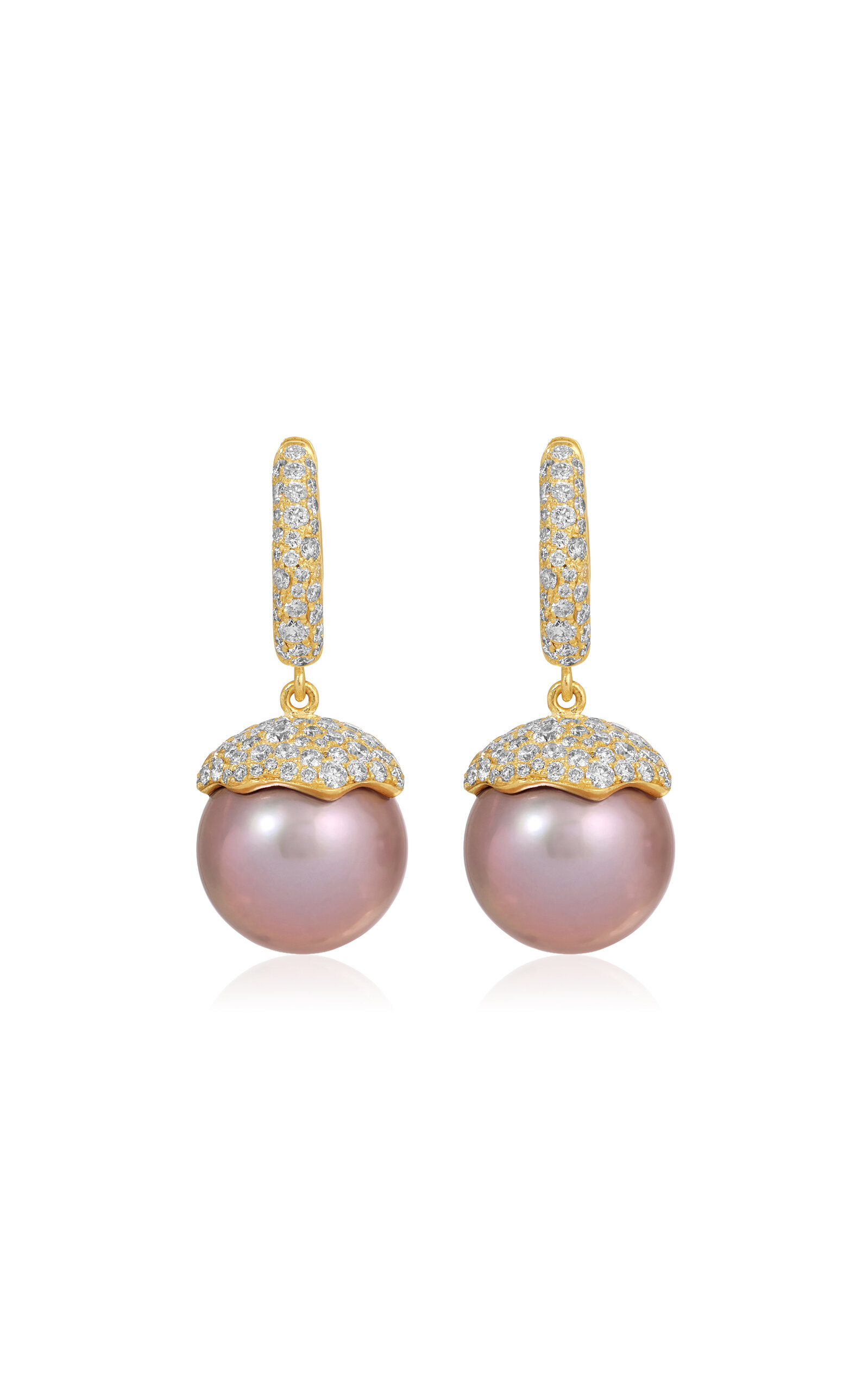 Octavia Elizabeth 18k Yellow Gold Pearl And Diamond Earrings In Gold