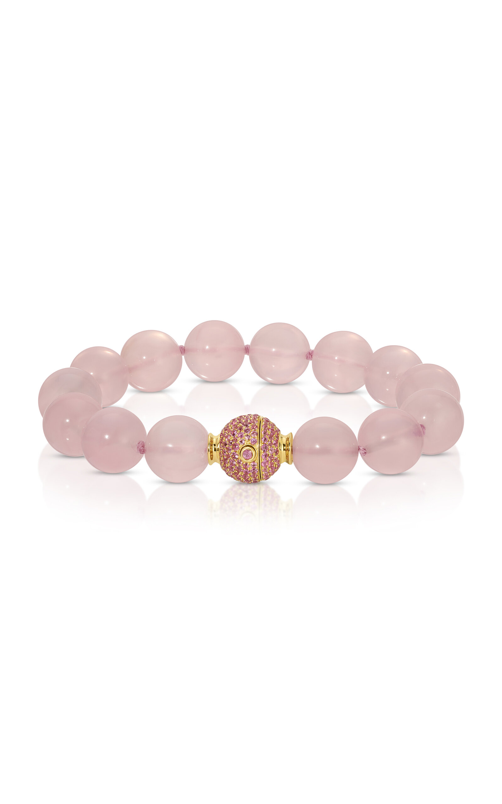 Octavia Elizabeth Rosey Orb 18k Yellow Gold Sapphire And Quartz Bracelet In Purple
