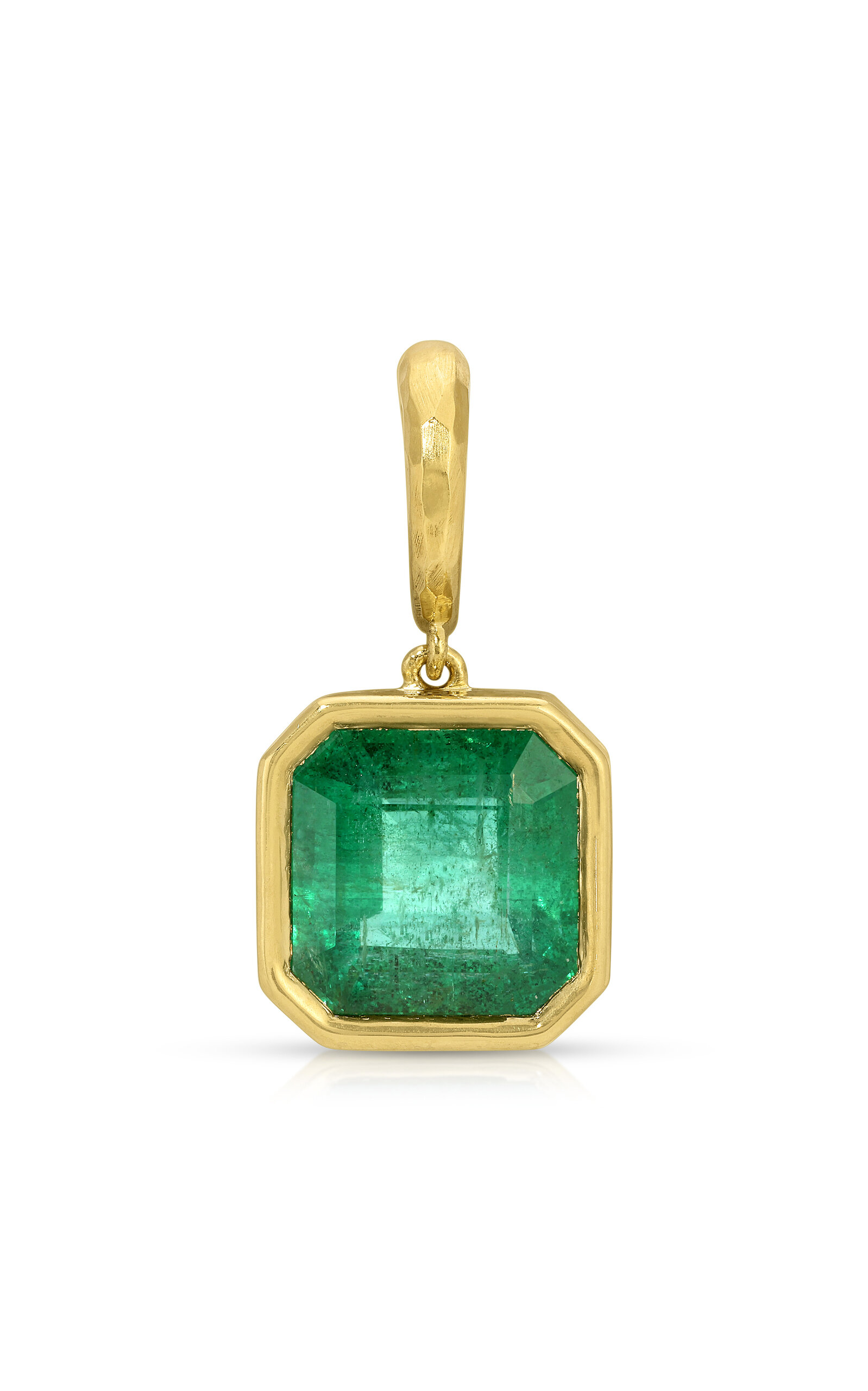 Octavia Elizabeth Hidden Gem 18k Yellow Gold Emerald Pendant In Green
