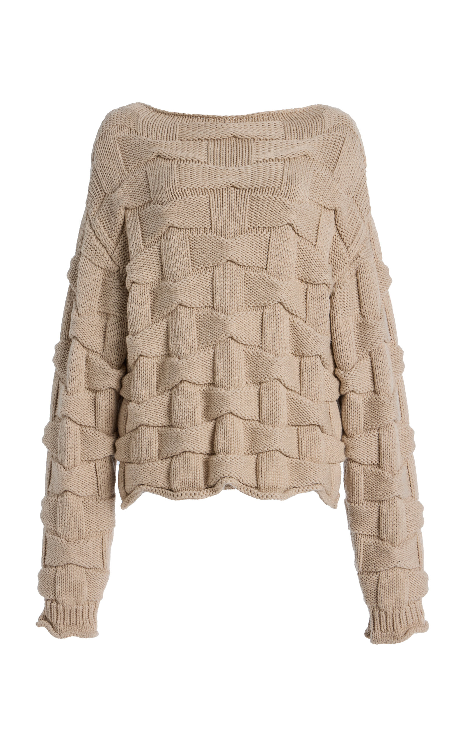 Lafayette 148 Lofty Merino Wool Basket Stitch Sweater In Brown