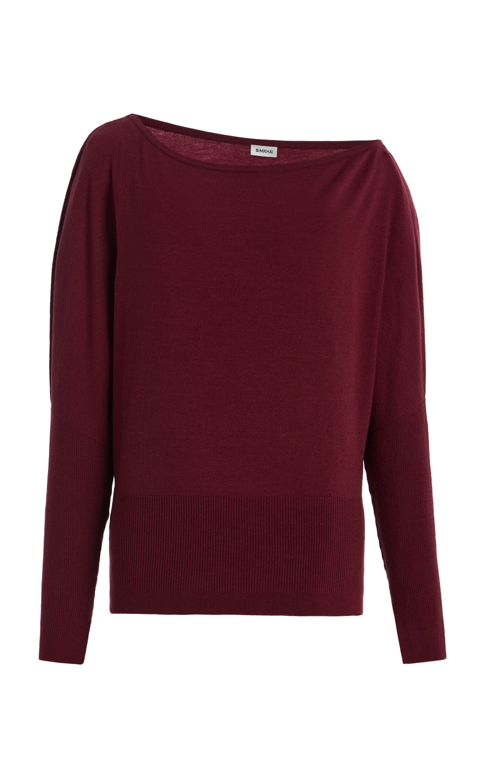 Simkhai Lavina Off-the-shoulder Wool Sweater In Burgundy