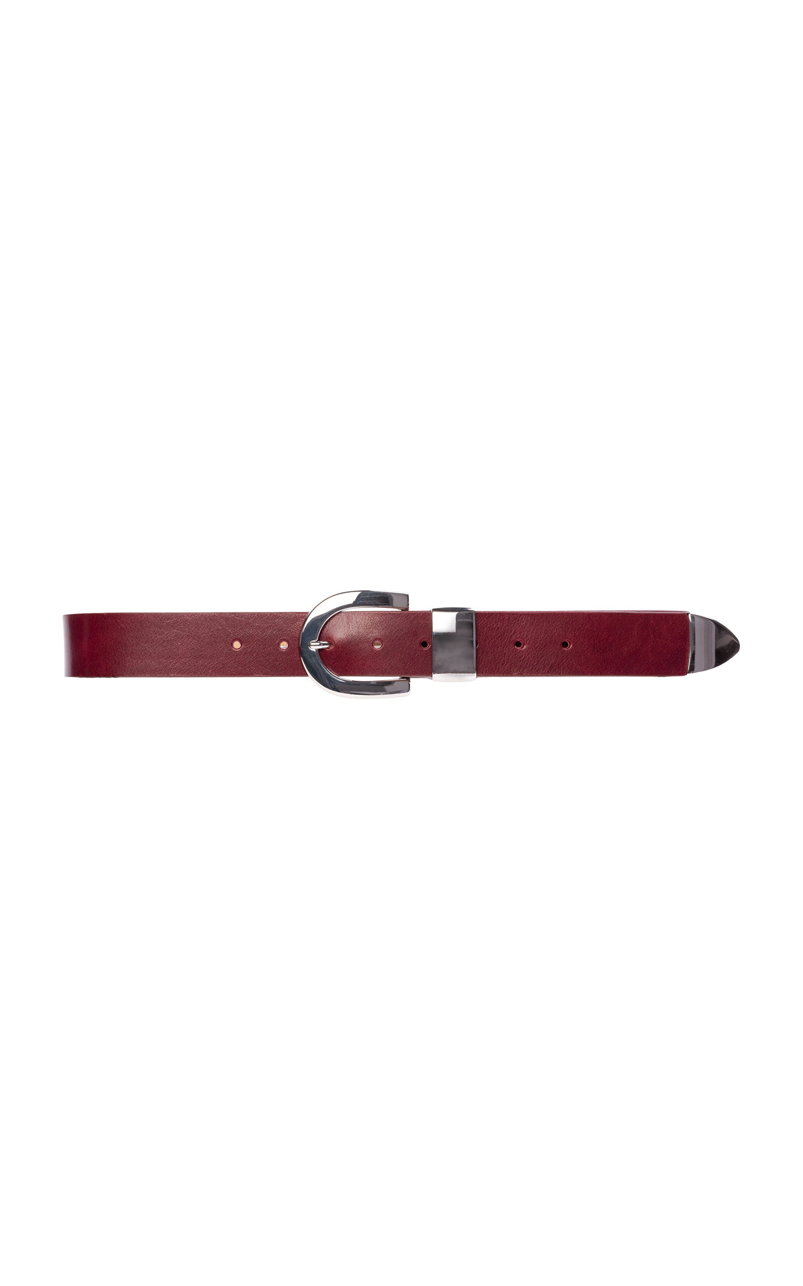 Black Suede Studio Mena Leather Belt In Burgundy