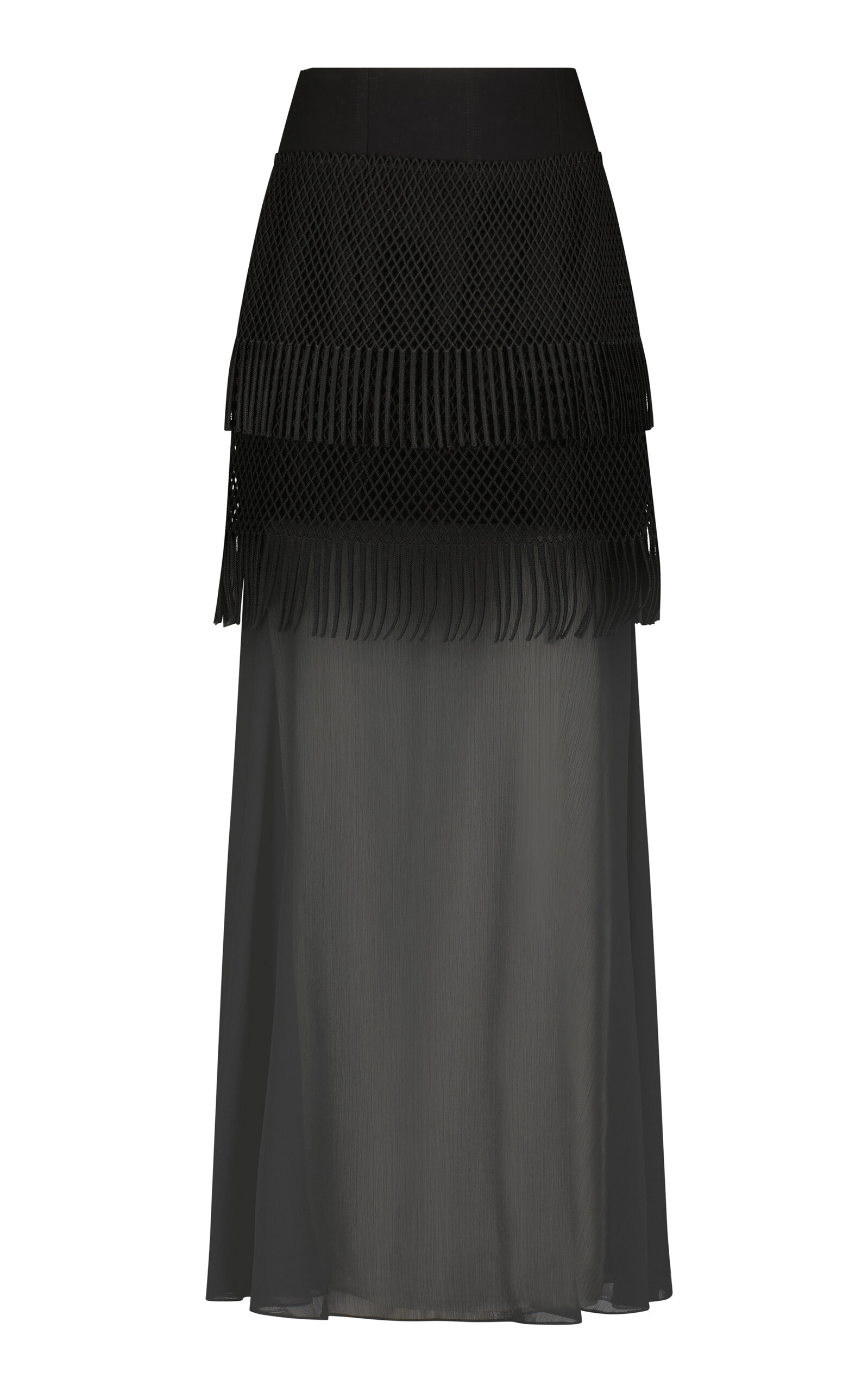 Lela Rose Macrame Lace Maxi Skirt In Black
