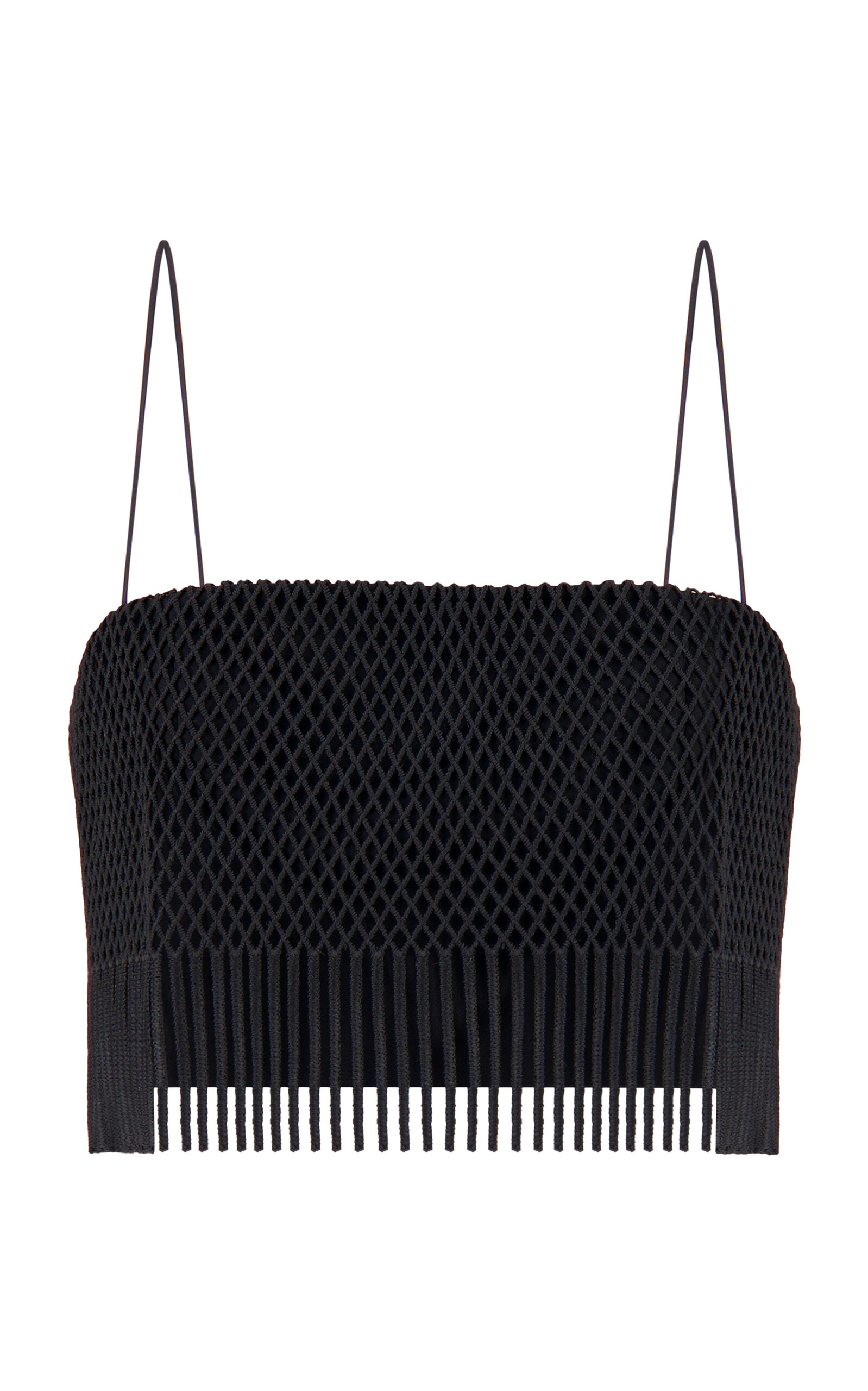 Lela Rose Macrame Lace Cropped Top In Black