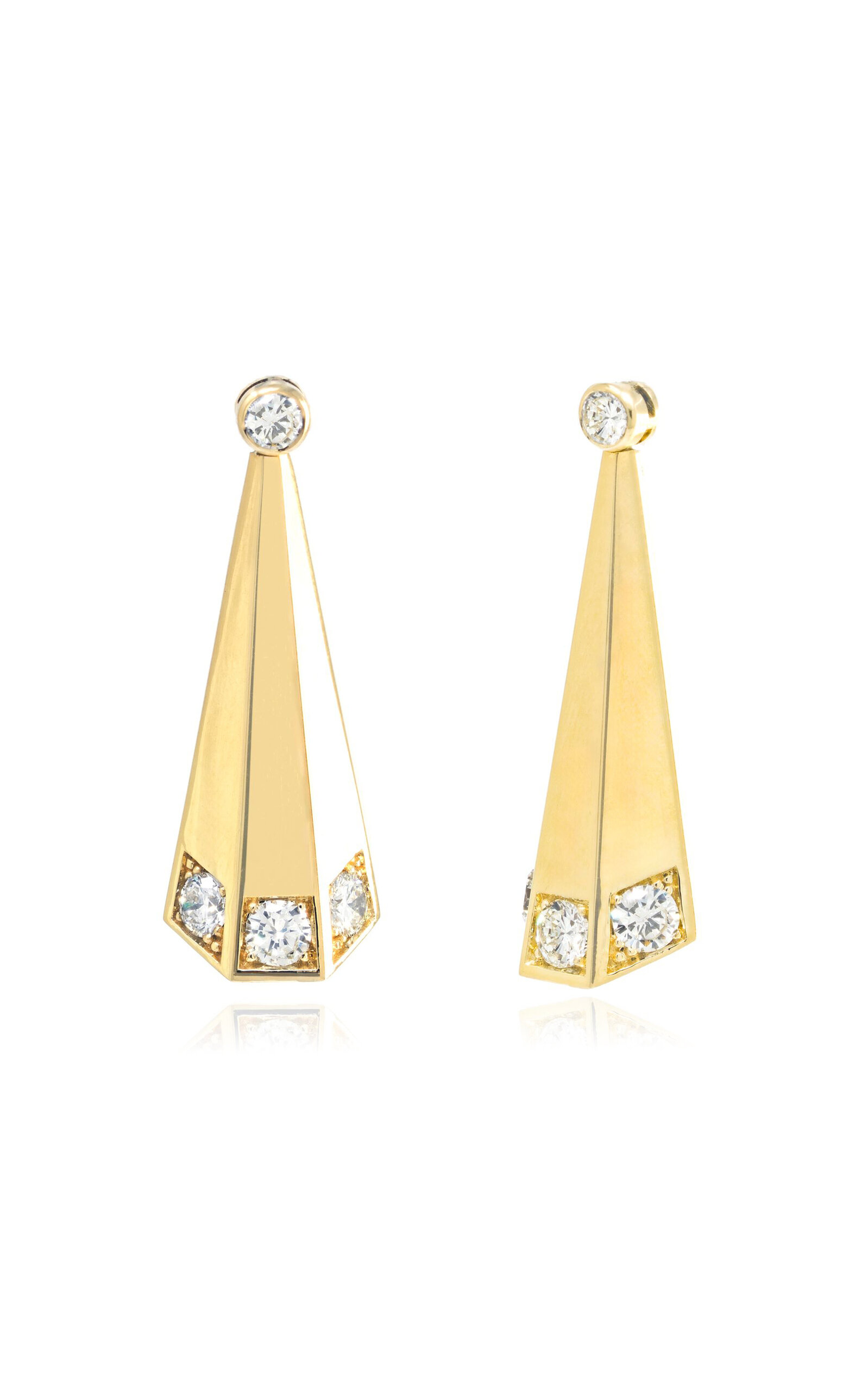 Jenna Blake - Deco 18K Yellow Gold Diamond Earrings - Gold - OS - Moda Operandi - Gifts For Her 14400$