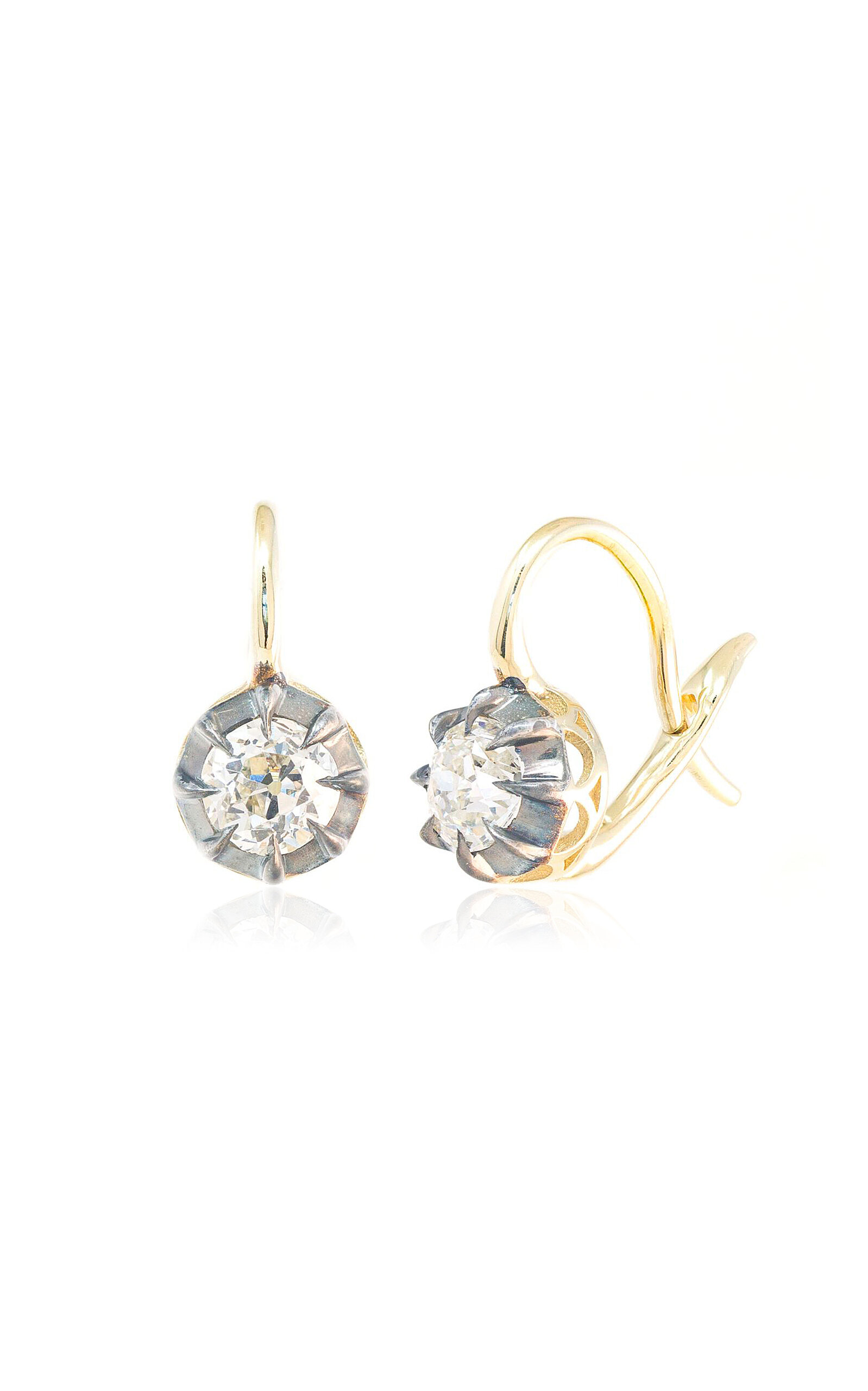 Jenna Blake Blackened Victorian 18k Yellow Gold Diamond Earrings