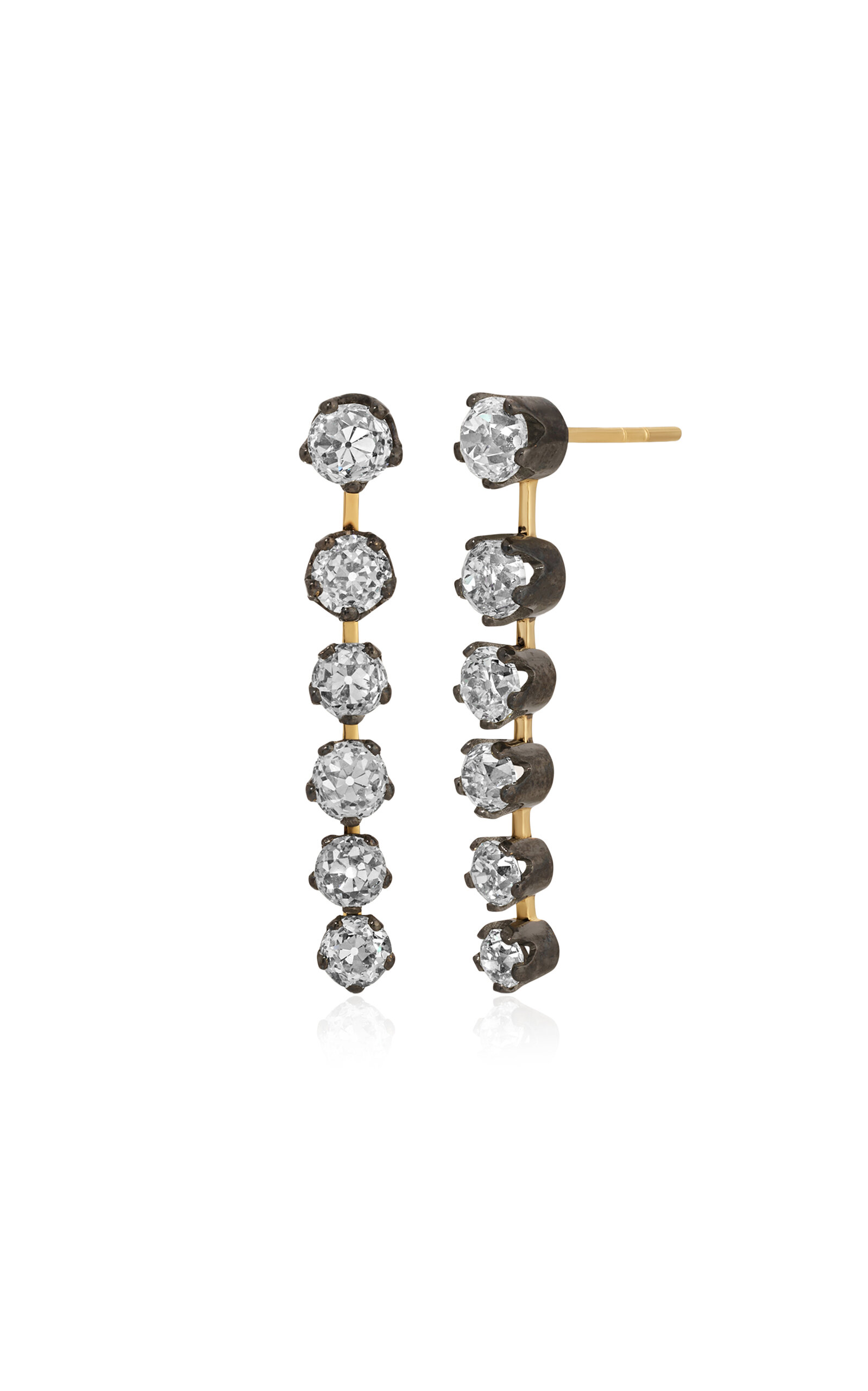 Jenna Blake Victorian Fringe 18k Yellow Gold Diamond Rhodium-plated Earrings In Black
