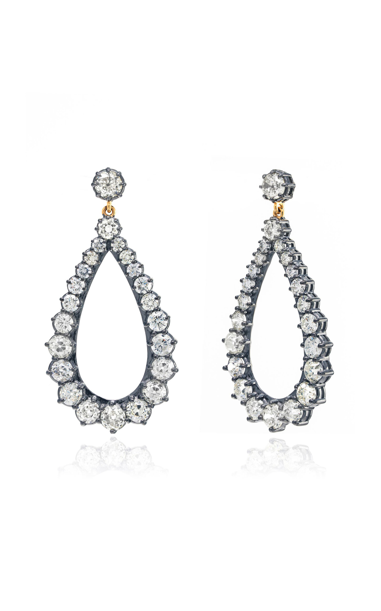 Jenna Blake Blackened Chandelier 18k Yellow Gold Rhodium-plated Diamond Earrings