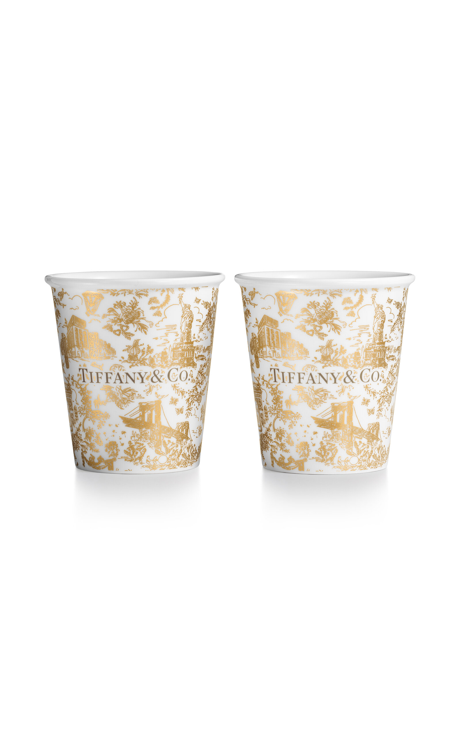 Tiffany & Co. Exclusive Set-of-Two Toile China Coffee Cups - Metallic