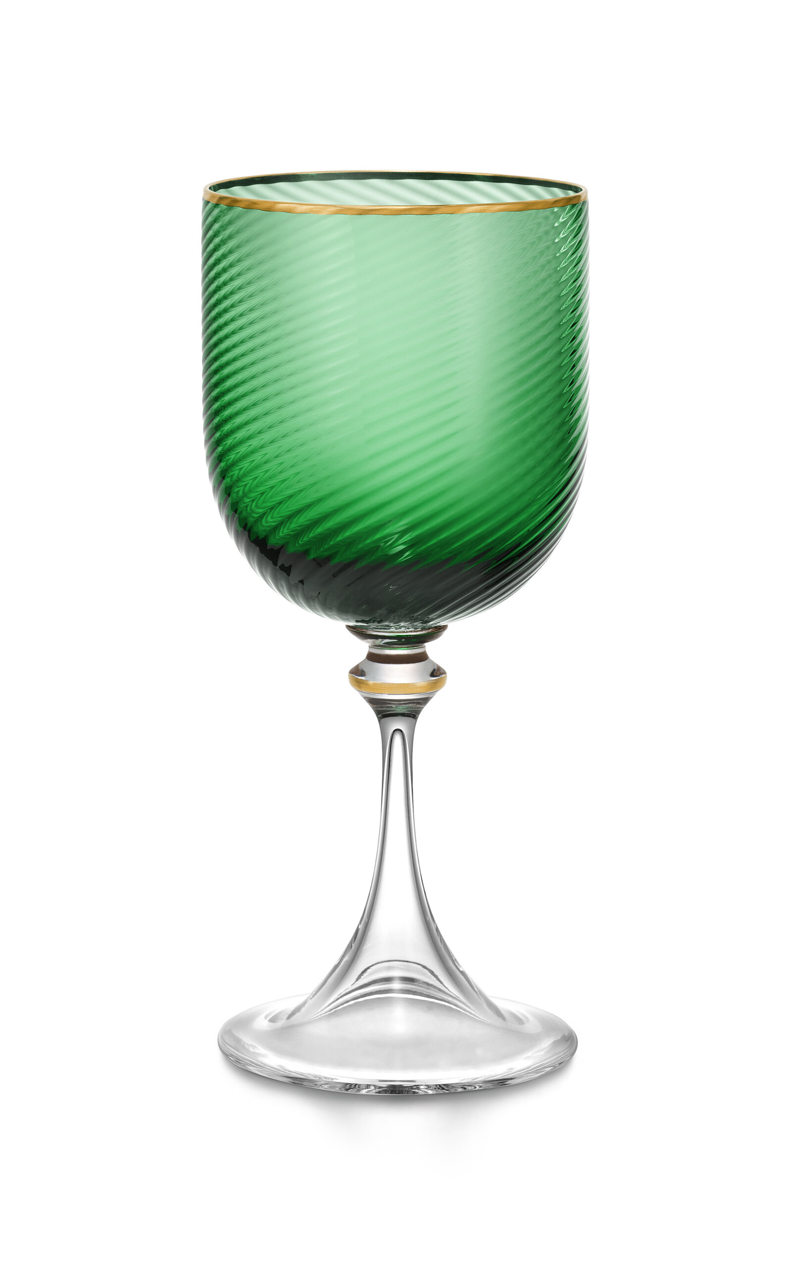 Tiffany & Co. Exclusive Twist Red Wine Crystal Glass - Dark Green