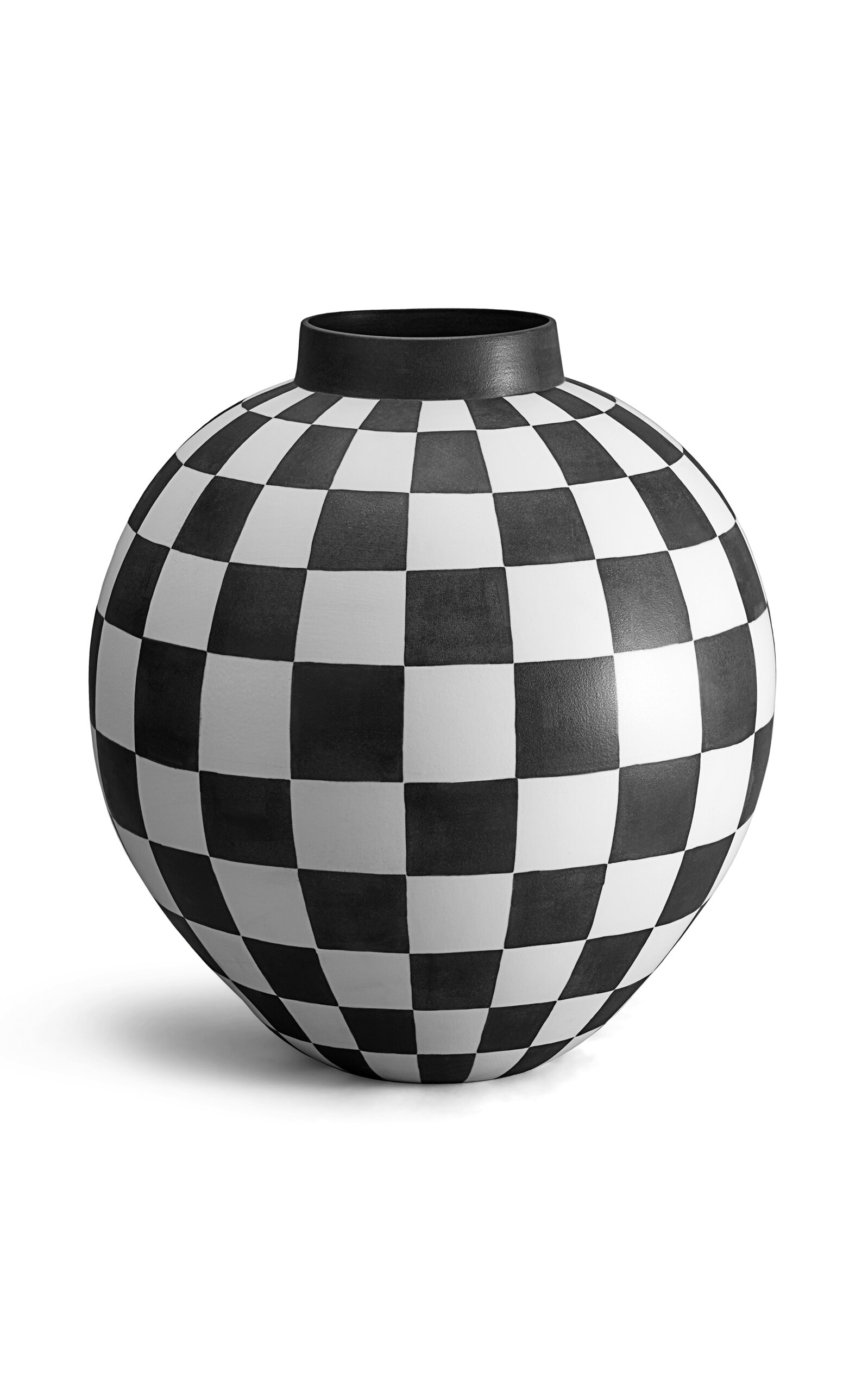 L'Objet Damier Xlvase - Black/white