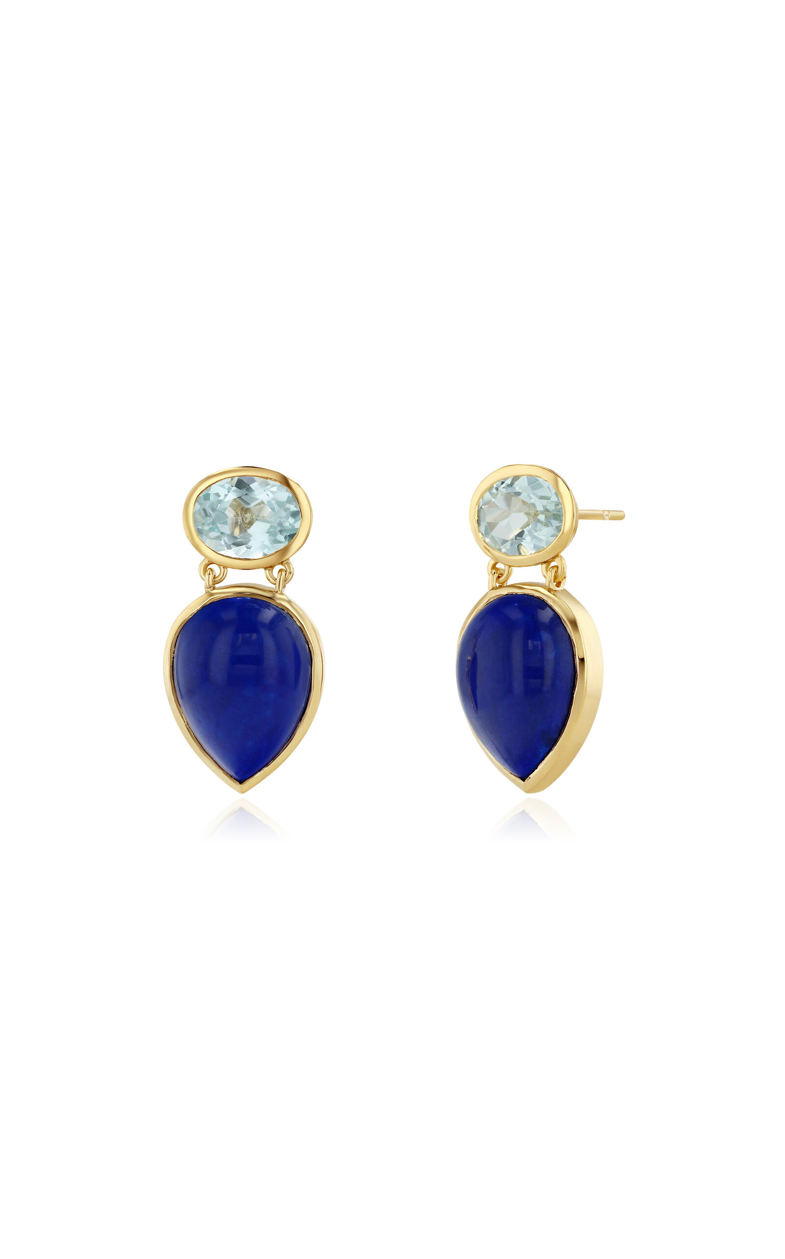 Future Fortune Intuition 14k Yellow Gold Topaz And Lapis Drop Earrings In Blue